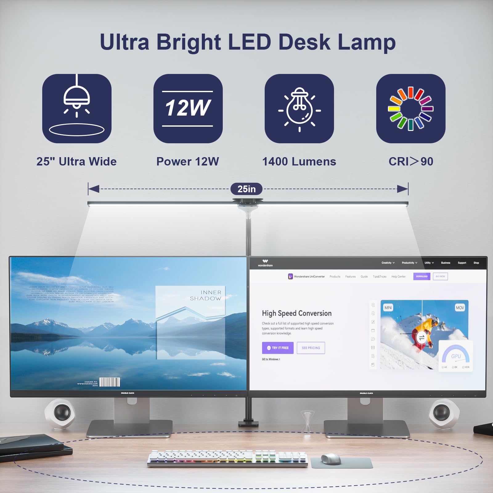 Kintion 12W Adjustable Gooseneck Desk Lamp - Ultra Bright LED Task Light for Home Office, Study, Reading & Architectural Lighting with Clip - Perfect for Night Work, Dorm Room & Workspace