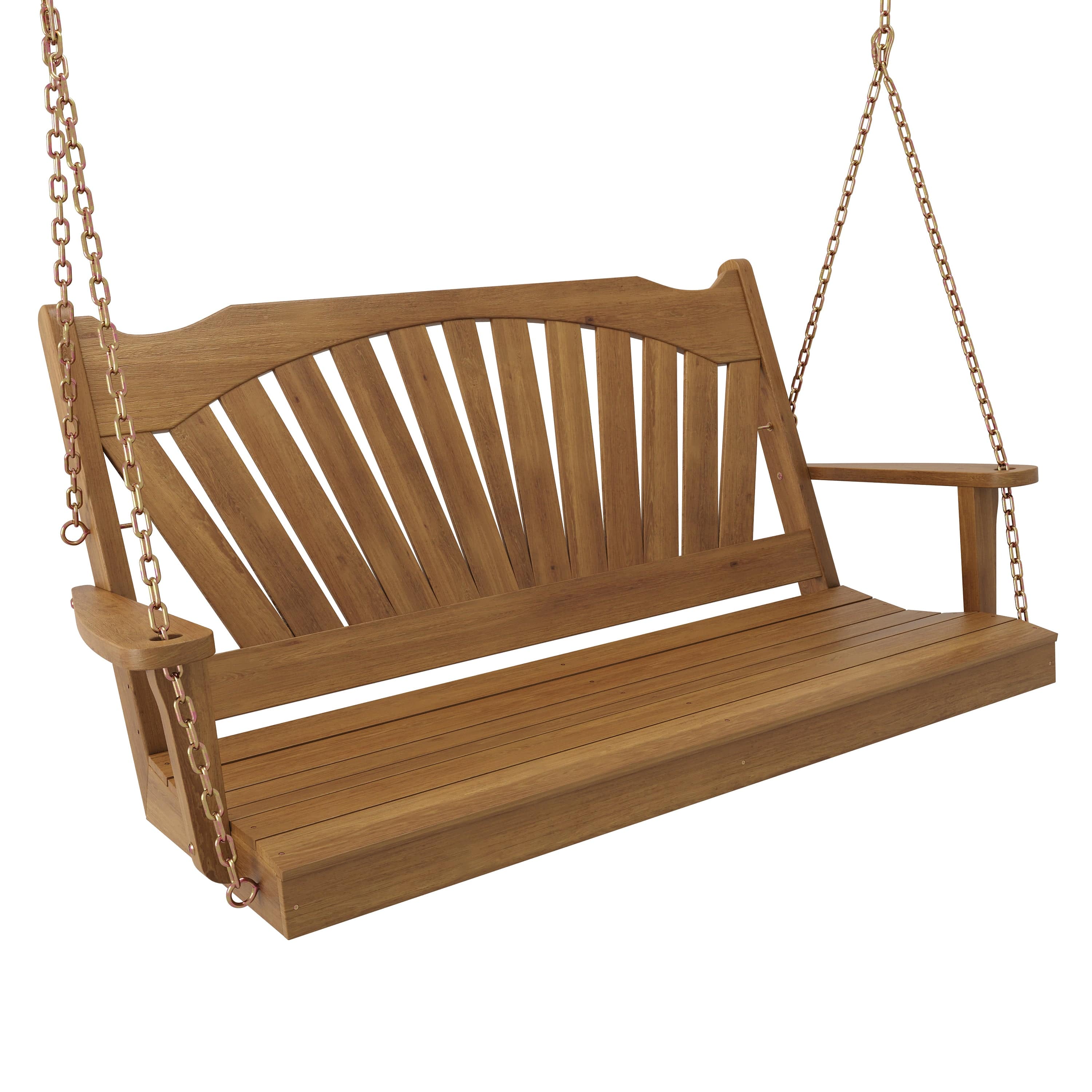 Keystone Amish Co. 6 Foot Sunburst Red Cedar Porch Swing - No Cup Holders - Outdoor Patio Furniture for Relaxing in Garden, Backyard or Deck