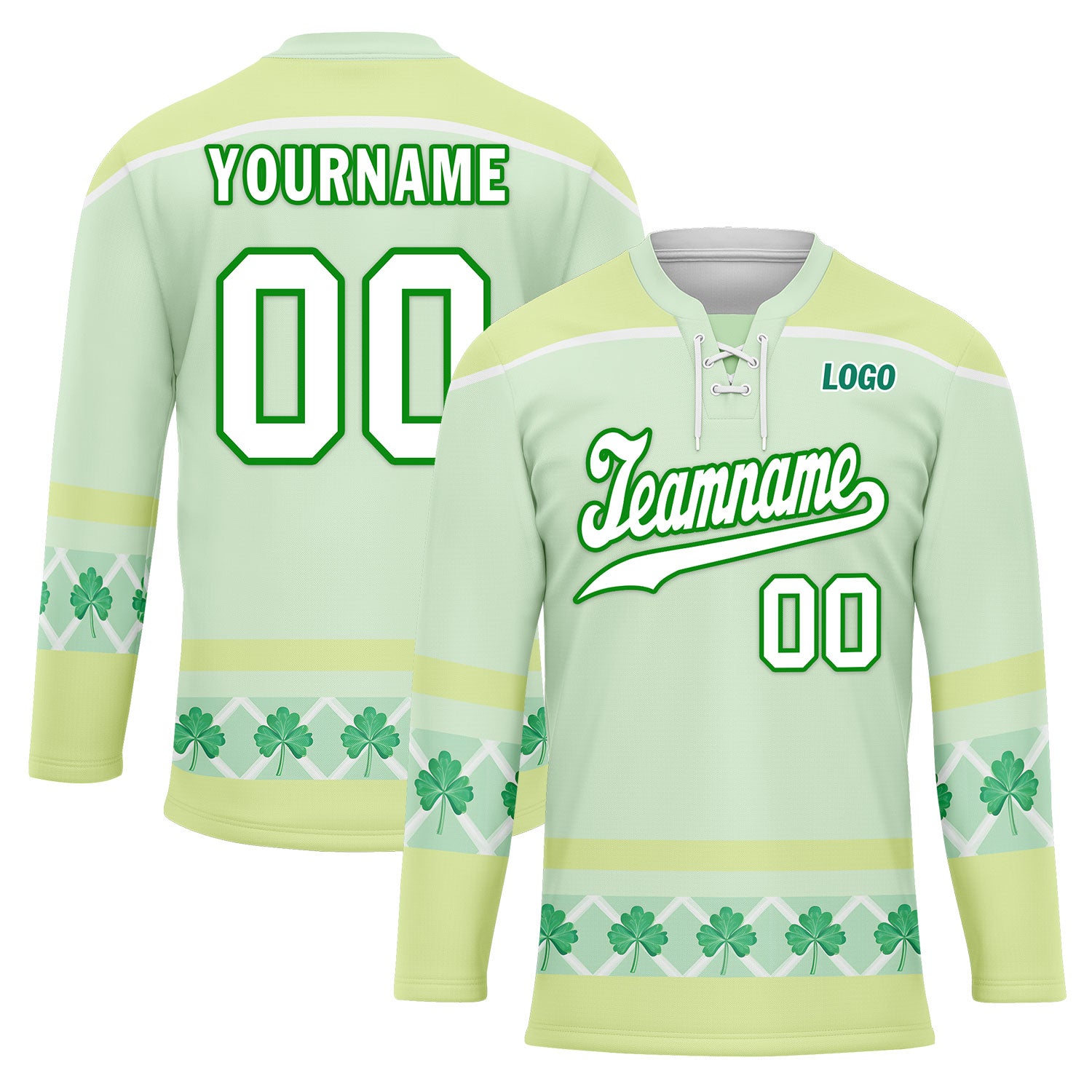 Custom Four Leaf Clover Personalized Hockey Jersey HCKJ01 E0615 - Personalized Sports Apparel for Hockey Games, Team Events & Fan Gifts
