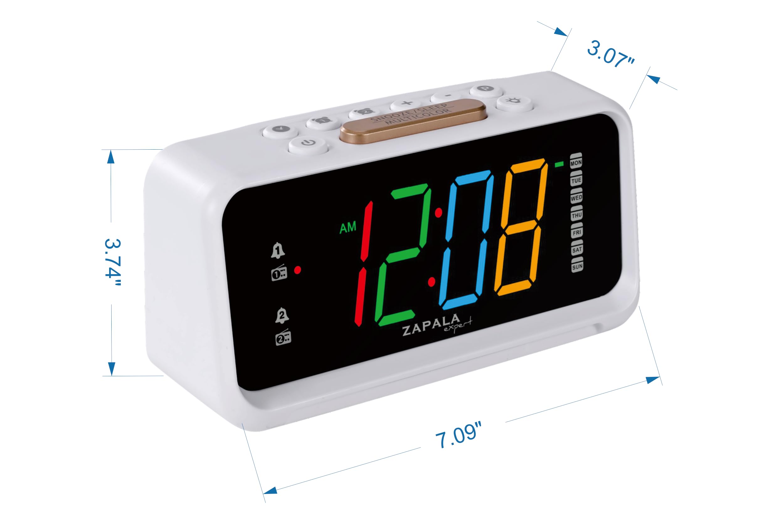 Jumbo LED Digital Alarm Clock Radio with Dual Alarms, FM Radio, USB Charging Port, Day Display & Adjustable Dimmer - Perfect for Bedrooms, Kids Rooms & Heavy Sleepers | Nightlight & Snooze Function for Better Sleep