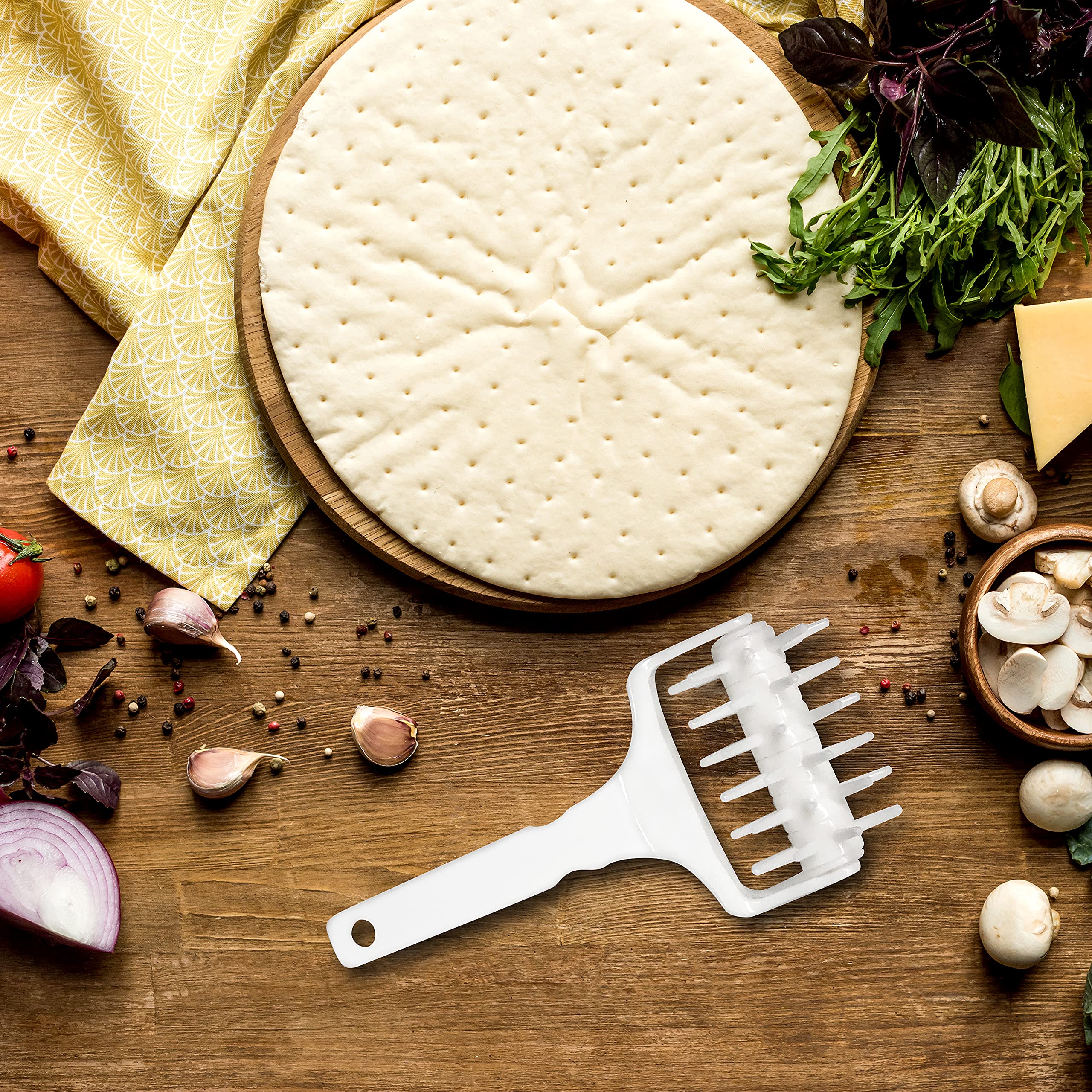 Norpro 3241 White Dough Docker for Perfect Pizza Crust & Pastry Dough - Ideal for Home Baking, Professional Kitchens & Italian Cooking