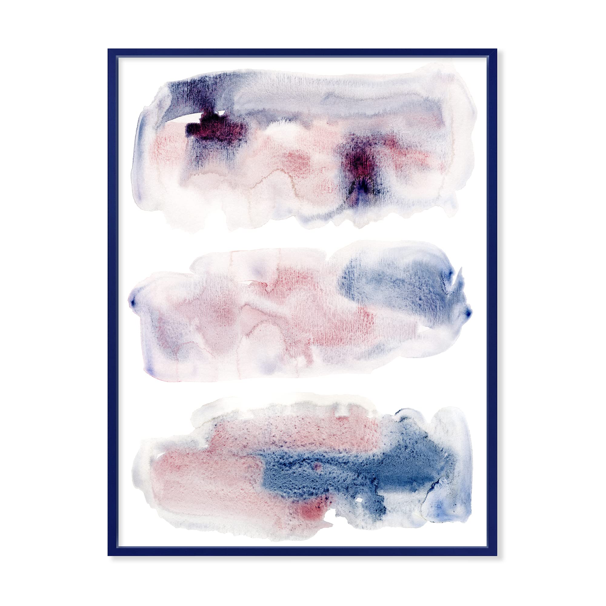 DesignQ Pink and Blue Clouds With Beige Spots Modern Framed Canvas Wall Art Print - Home Decor, Living Room, Bedroom, Office Wall Art