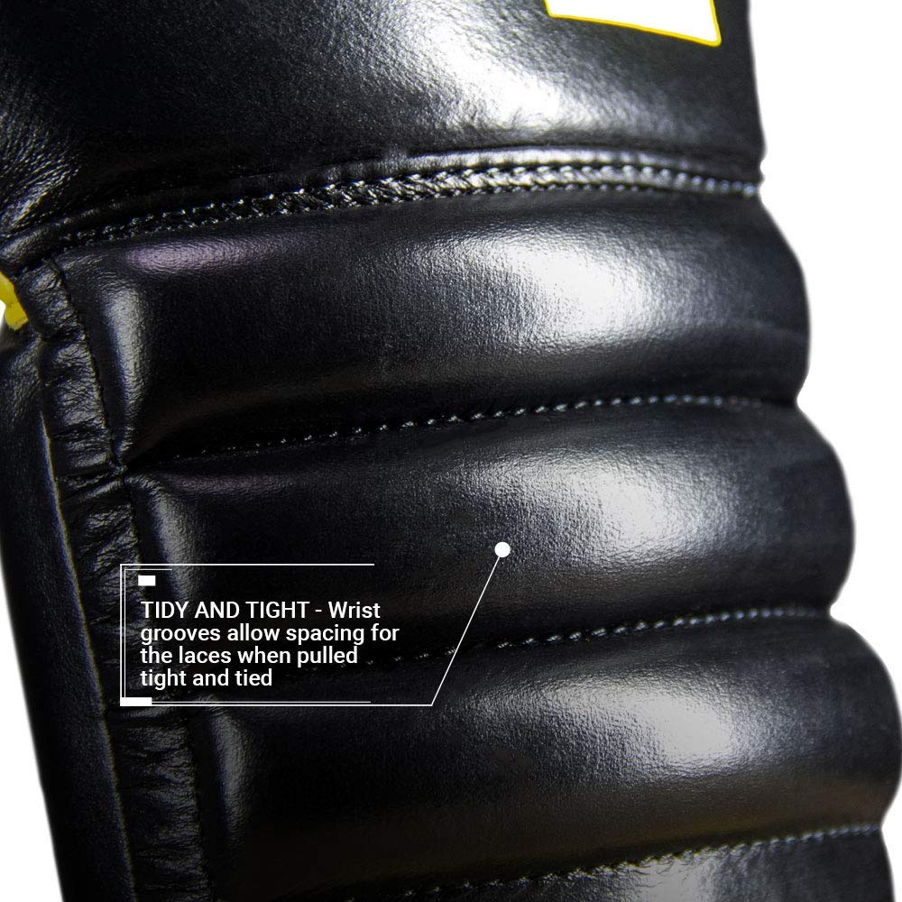Revgear S4 Sentinel Lace Pro Leather Boxing Gloves - Premium Gel Padding & Ridged Wrist Support for Maximum Protection | Ideal for Training, Sparring & Competition Use