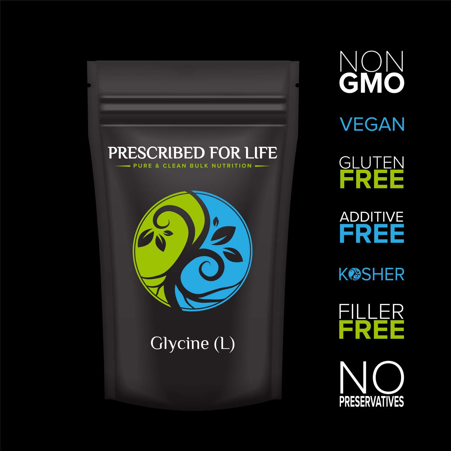 Prescribed For Life Glycine Powder - Pure L-Glycine Supplement for Digestion, Muscle Recovery & Sleep Support | Vegan, Non-GMO, Gluten-Free Amino Acid Powder (2kg/4.4lb) | Post-Workout Recovery & Stress Relief Supplement