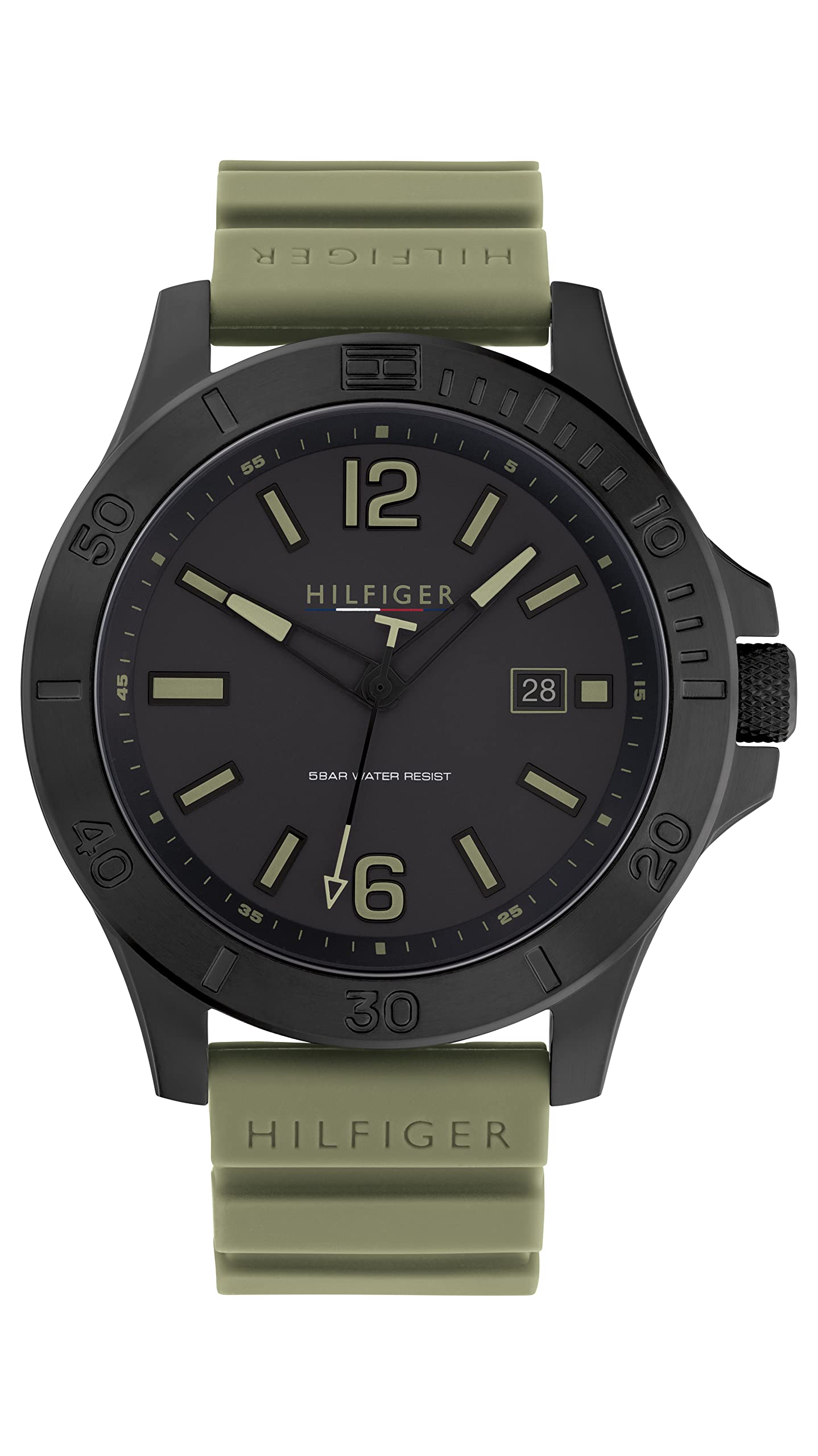Tommy Hilfiger Men's Black Quartz Stainless Steel & Silicone Strap Watch 1791992 - Stylish Casual & Business Timepiece for Everyday Wear