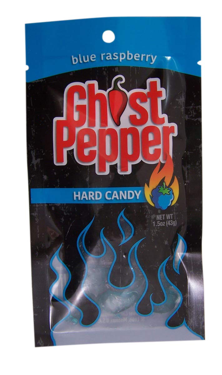 Spicy Ghost Pepper Cherry Flavored Hard Candy - 1.5oz Blue Raspberry Candy - Hot & Sweet Treat for Parties, Gifts & Movie Nights