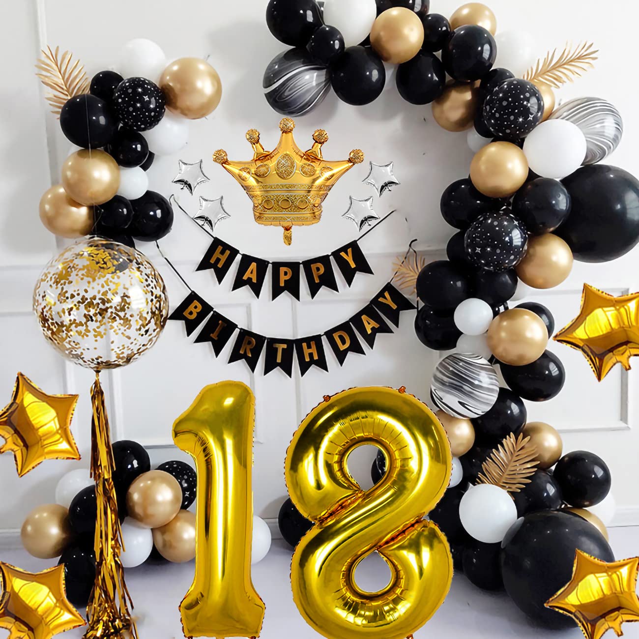 47th Birthday Party Decorations for Men & Women - Black & Gold 47 Balloon Set with Number Balloon & Banner - Perfect for 47 Year Old Birthday Celebrations, Office Parties & Milestone Events