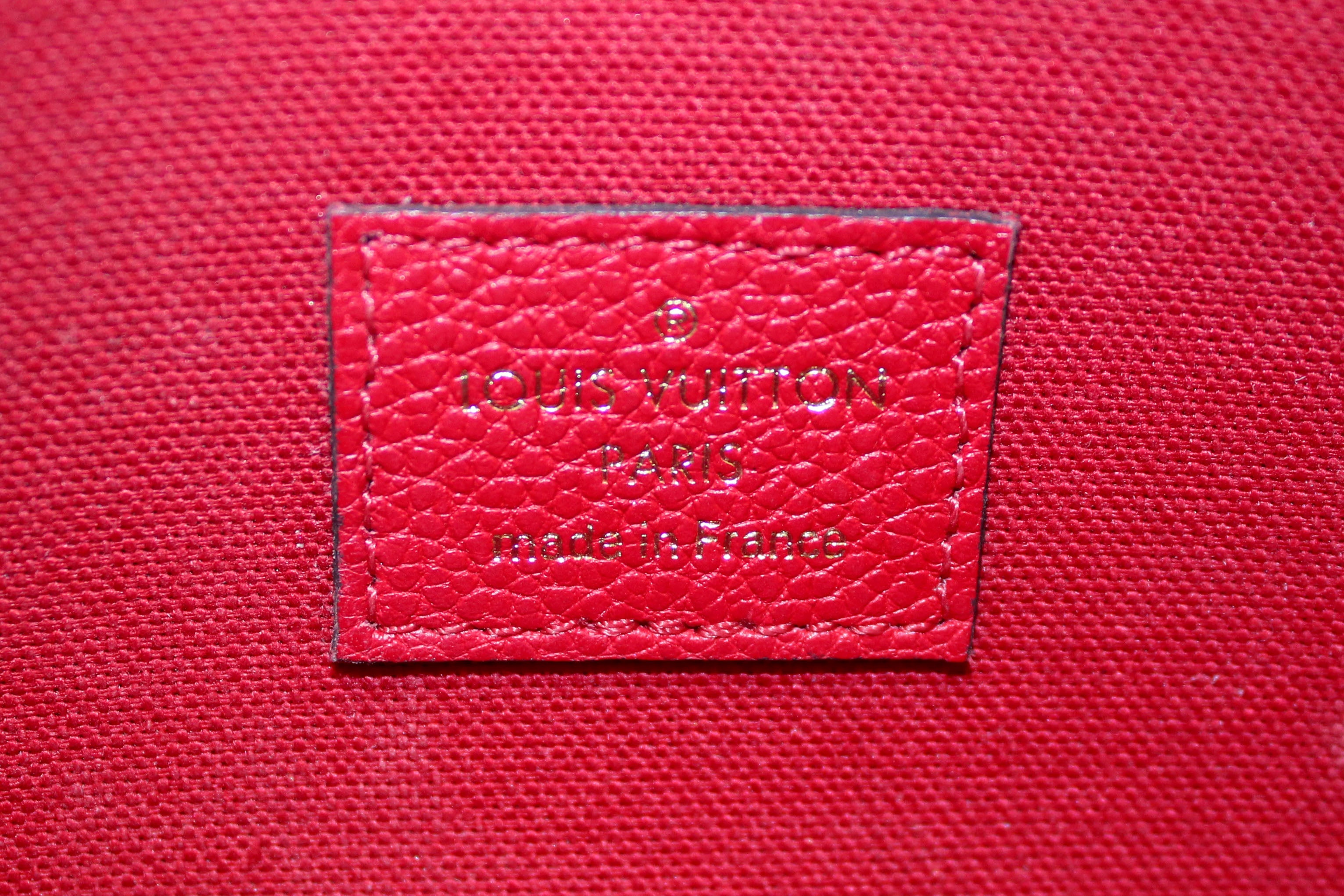 Authentic Louis Vuitton Red Monogram Empreinte Leather Felicie Pochette Crossbody Bag - Luxury Women's Wallet on Chain for Evening Parties & Date Nights