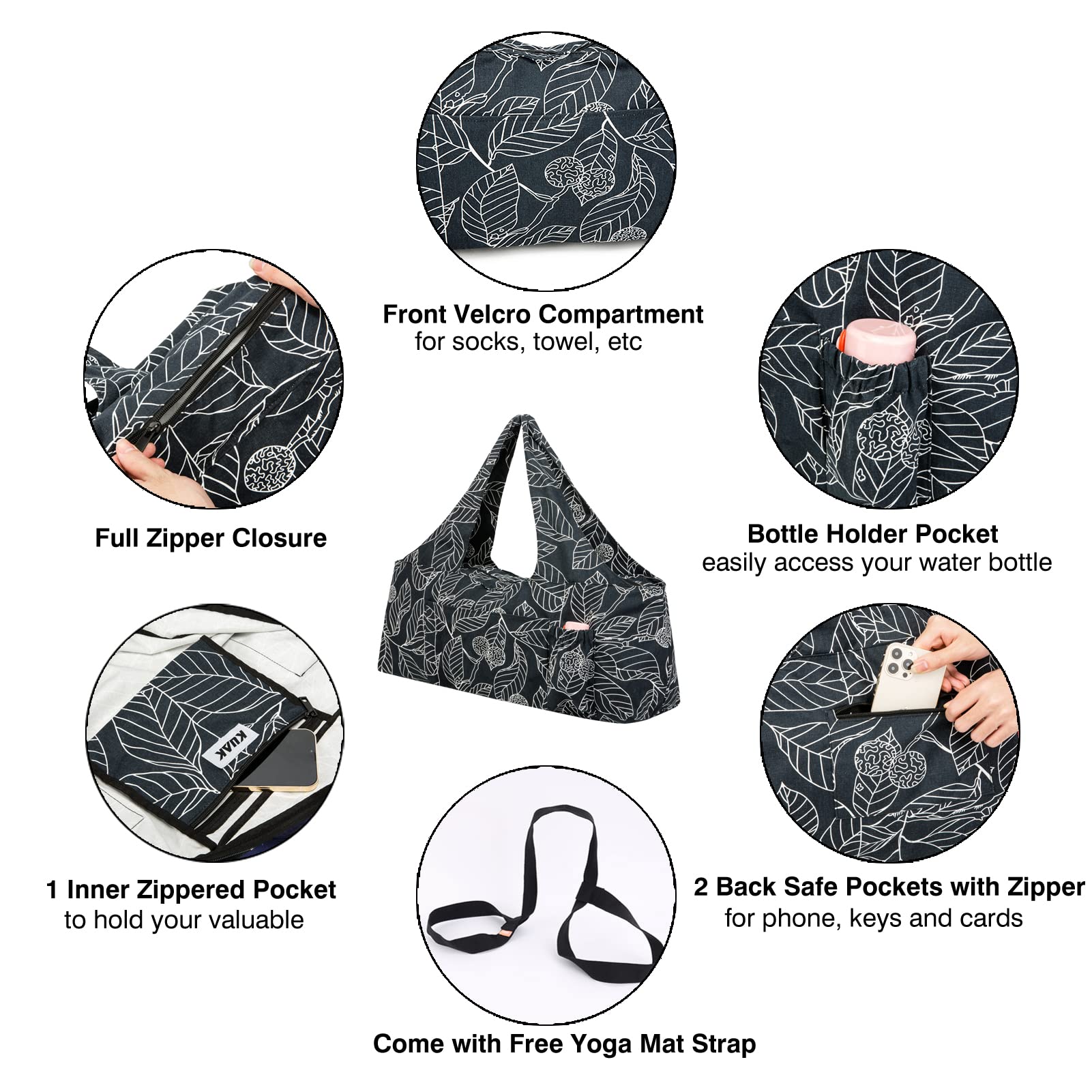 Premium Extra Large Yoga Mat Bag with Zippered Top & 5 Pockets - Durable Canvas Tote with Carrying Strap for Yoga, Pilates, Gym & Fitness Equipment - Perfect for Yoga Classes, Gym Sessions & Travel