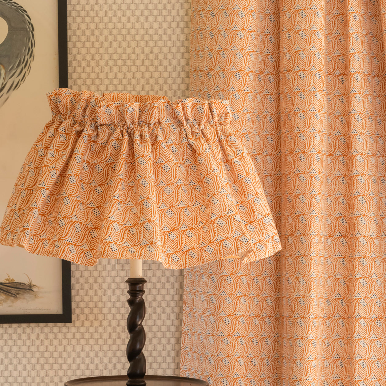 Flirty Skirt Indian Leaf Copper/Blue Small Lampshade - Perfect for Boho Bedroom Decor & Living Room Lighting