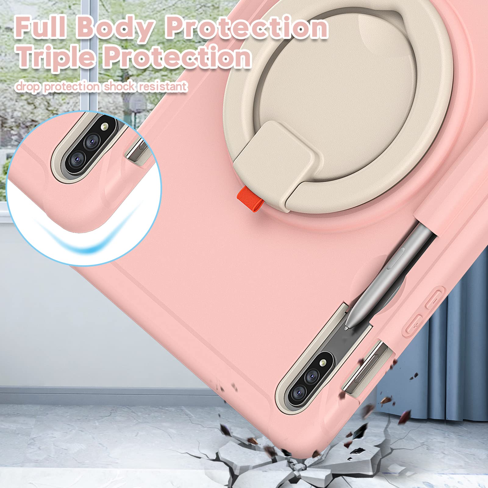 ORIbox Defender Case for Samsung Galaxy Tab S8/S7 11 Inch - Heavy Duty Shockproof Cover with 360° Rotating Ring Stand & Kickstand | Full Body Protection for Drops | Perfect for Work, Travel & Outdoor Use