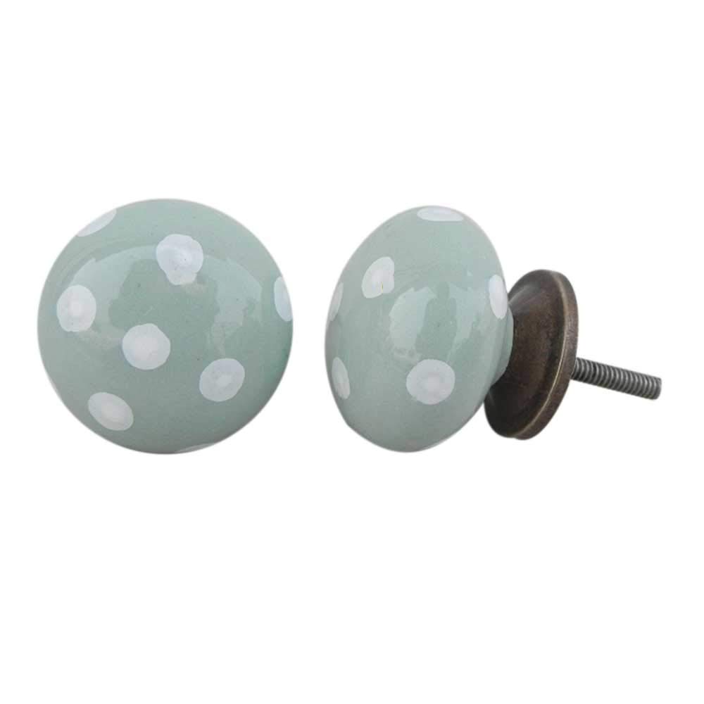 Premium 2-Piece Green Polka Dot Ceramic Drawer Knobs - Elegant Kitchen Cabinet & Dresser Hardware Pulls for Home Décor - Perfect for Cabinets, Dressers, and Furniture Upgrades