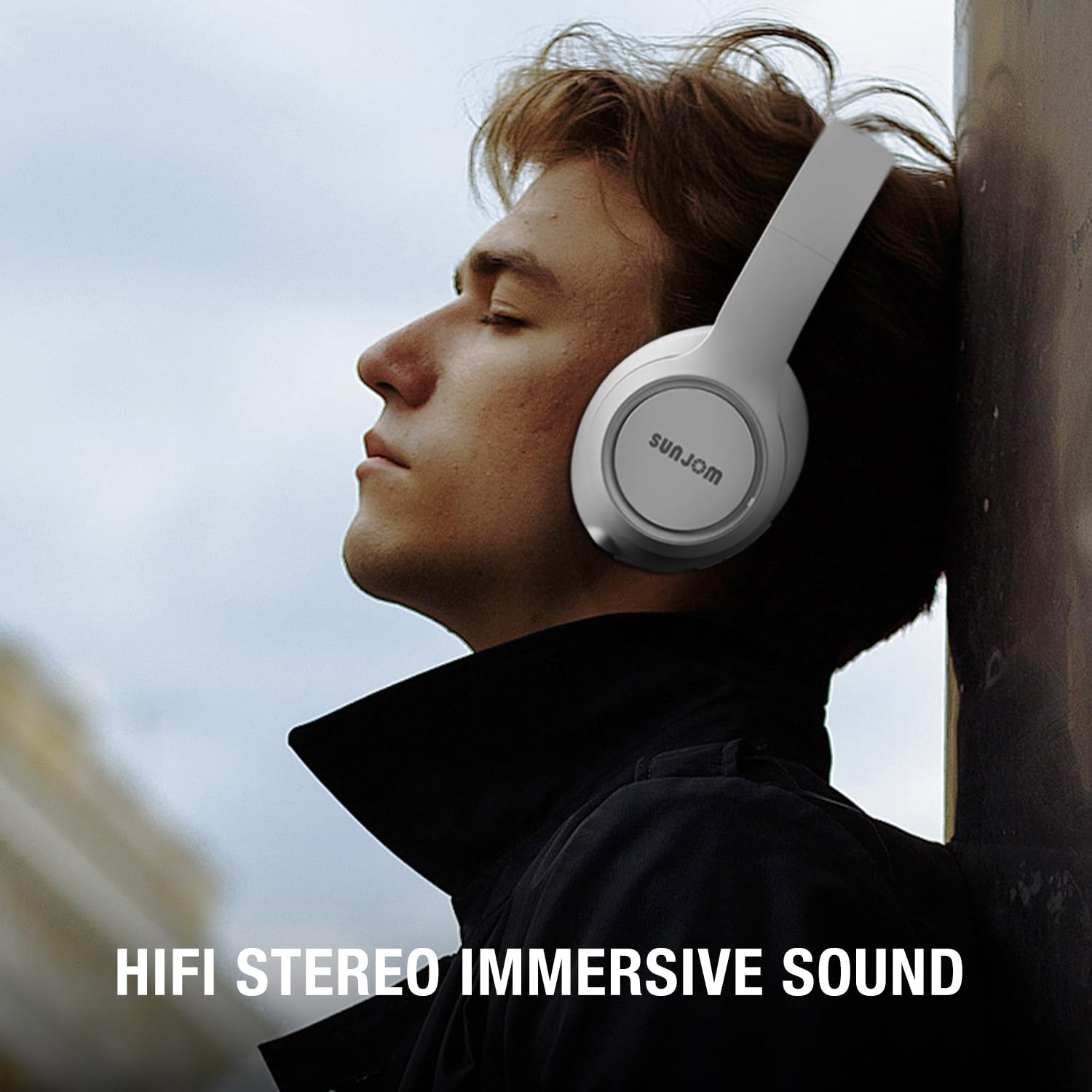 28Hours Playtime Over-Ear Bluetooth Headphones Wireless/Wired with Mic - White & Silver | Type-C Charging for Android, Perfect for Students, Gaming & TV Watching