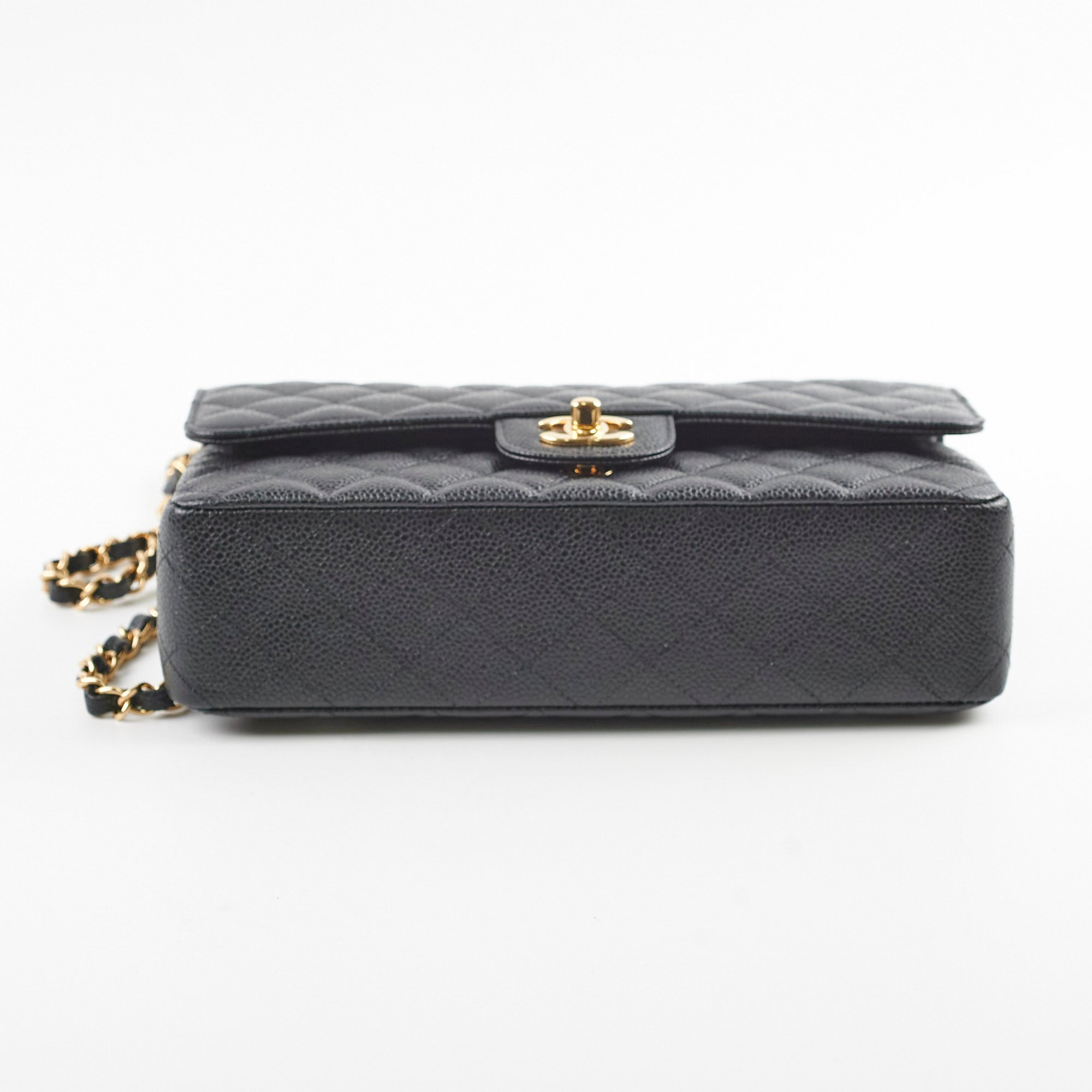 Chanel Medium/Large Double Classic Flap Bag in Black Caviar Leather - 31 Series | Luxury Handbag for Women, Perfect for Work, Evening Events & Everyday Use