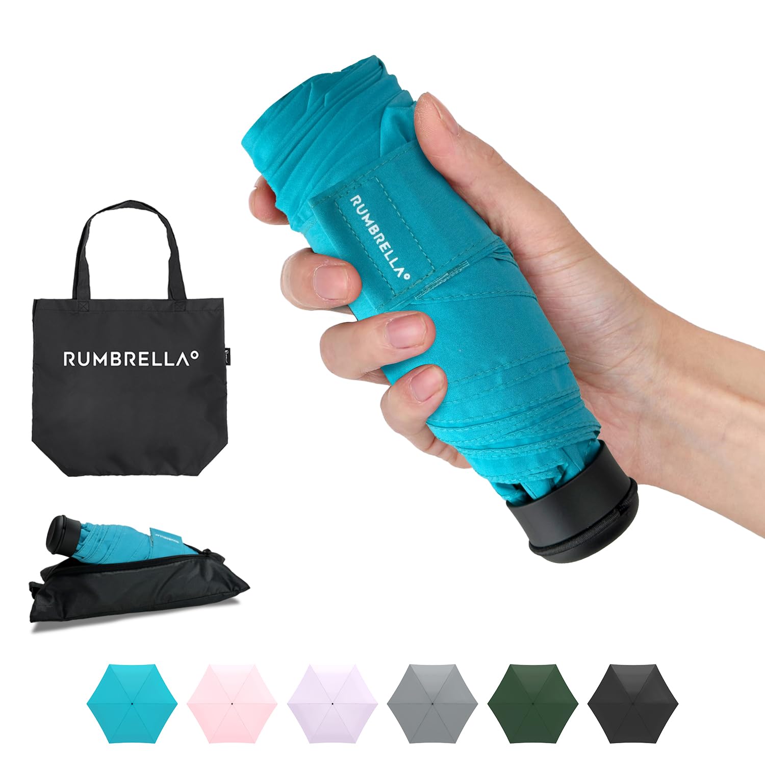 RUMBRELLA Mini Teflon Purse Umbrella - 99% UV Protection Compact Travel Umbrella for Women - Perfect for Commuting, Shopping & Outdoor Activities