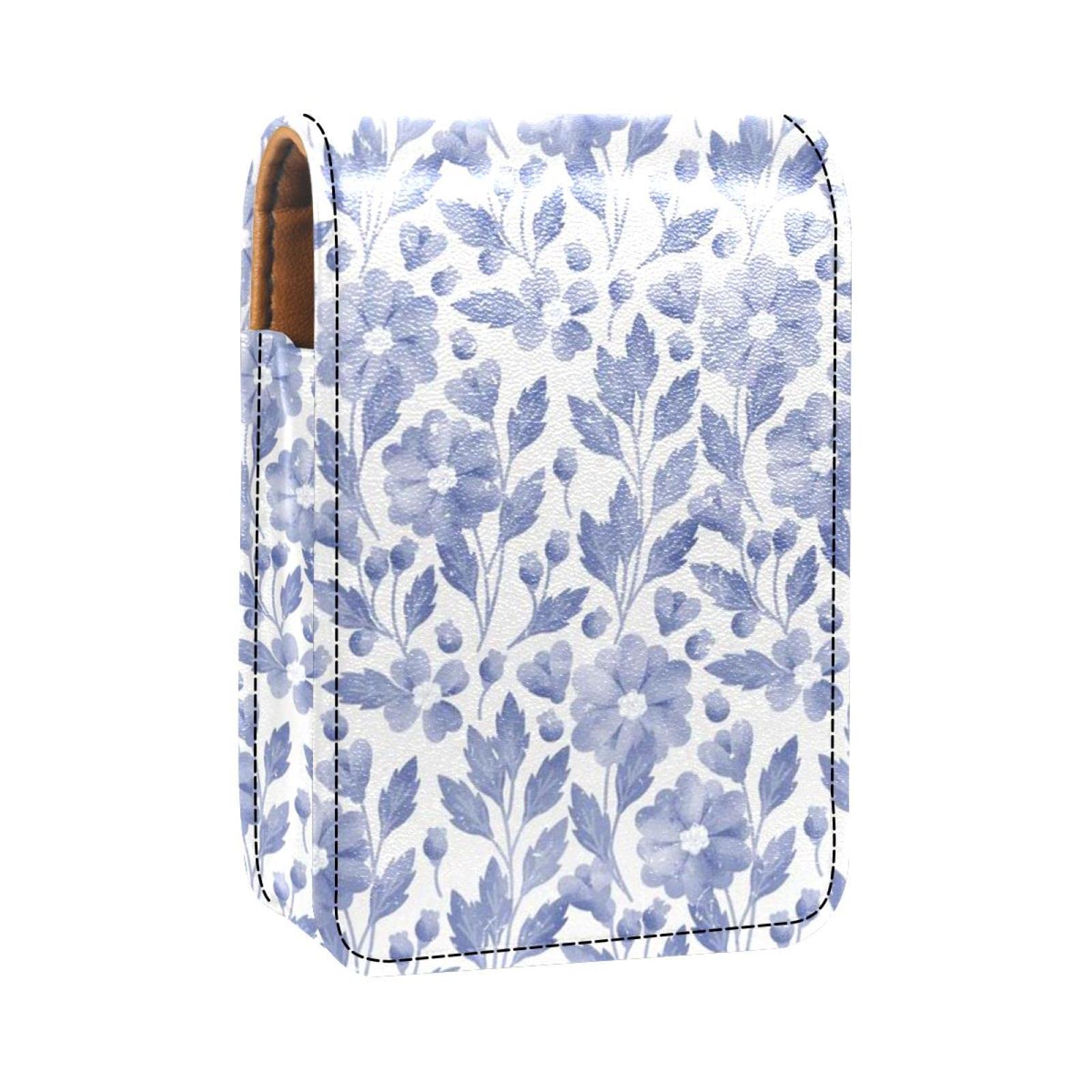 Portable Lipstick Organizer - Floral Cosmetic Travel Case with Small Pocket & Mirror for Makeup Storage | Perfect for Travel, Home, and On-the-Go Touch Ups