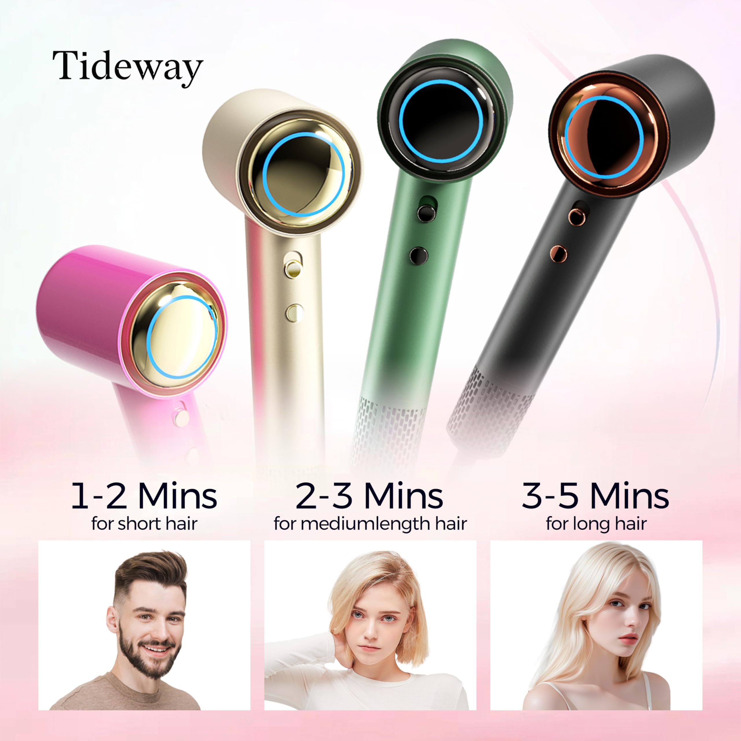 Tideway H11 Professional Hair Dryer - 110,000 RPM High Speed, Fast Drying with Plasma Technology for Healthy Scalp | Lightweight, Quiet, Smart Temperature Control, 4 Heat Settings | Travel-Friendly with Magnetic Nozzle & Diffuser | Perfect for Home, Salon & Travel Use