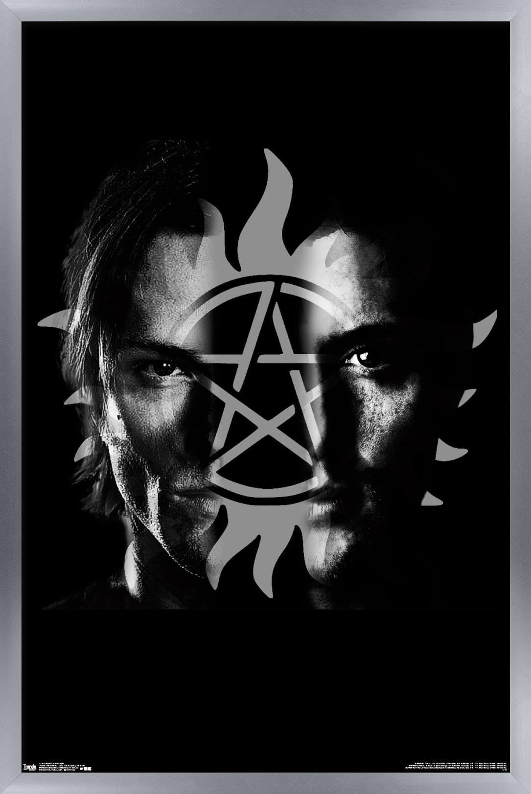 Supernatural TV Show Split Wall Poster - 14.725 x 22.375 Inches Silver Framed Art Print - Perfect for Bedroom, Living Room & Office Decor