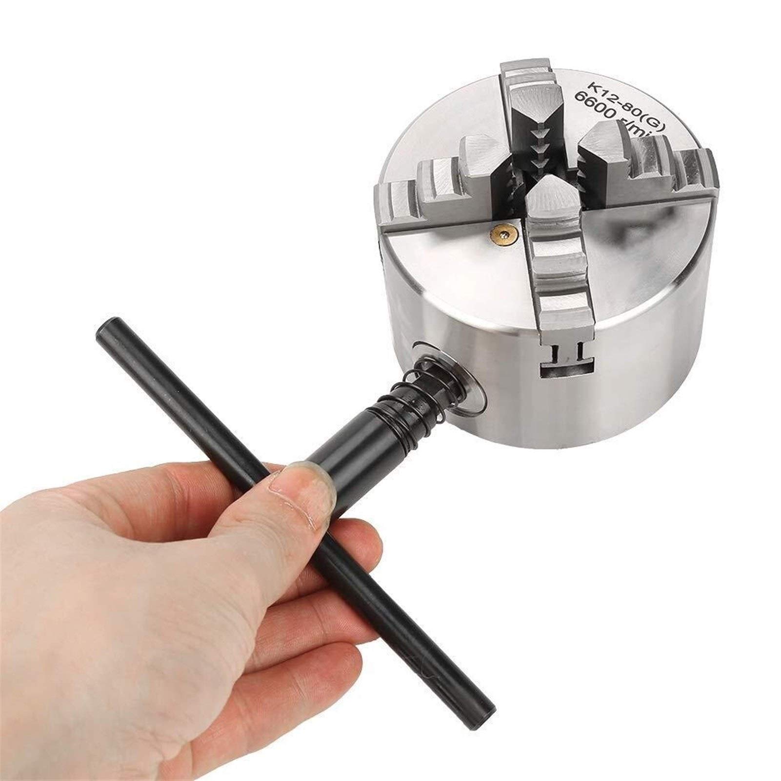 4 Jaw Self-Centering Reversible Lathe Chuck 80mm (3 Inch) - SANOU K12-80 Turning Machine Accessories for Metalworking & Woodworking Projects