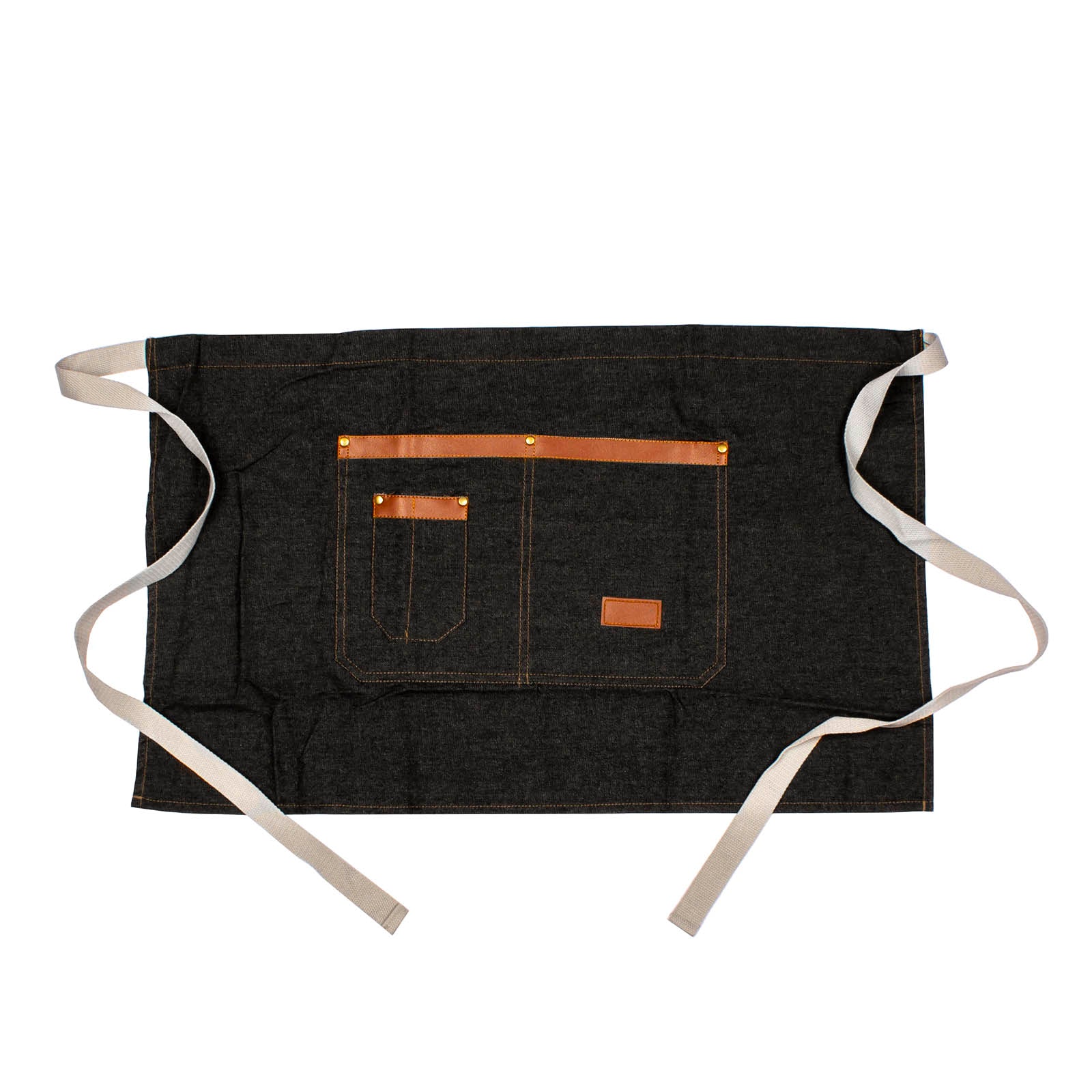 BarConic® Black Denim Waist Apron - Adjustable Waistband, Durable Work Apron for Bartenders, Servers & Chefs - Perfect for Restaurants, Bars & Kitchen Use