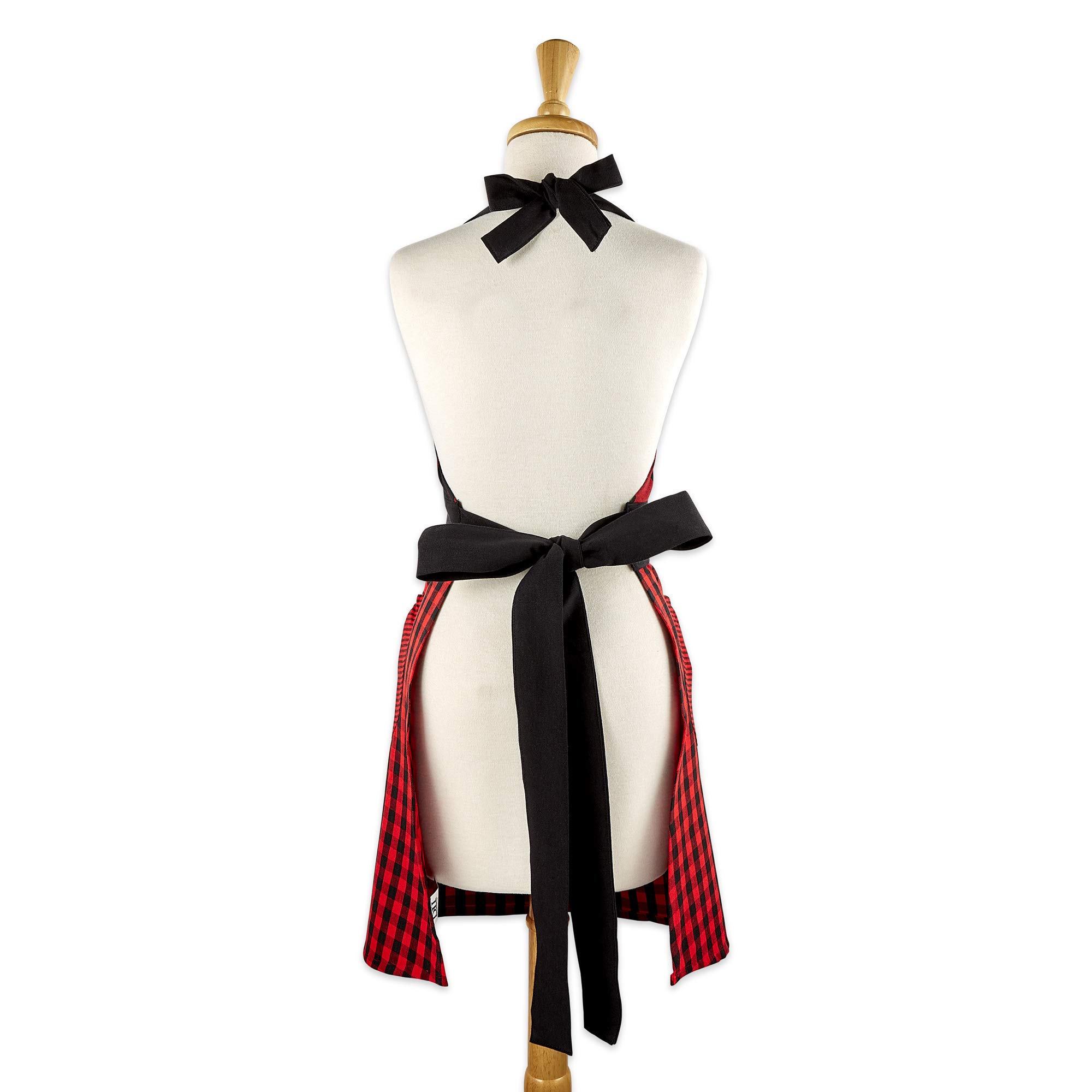 DII Kitchen Collection - Red and Black Gingham Check Apron for Cooking, Baking & Grilling - Stylish and Functional Kitchen Accessory for Home Chefs & BBQ Enthusiasts