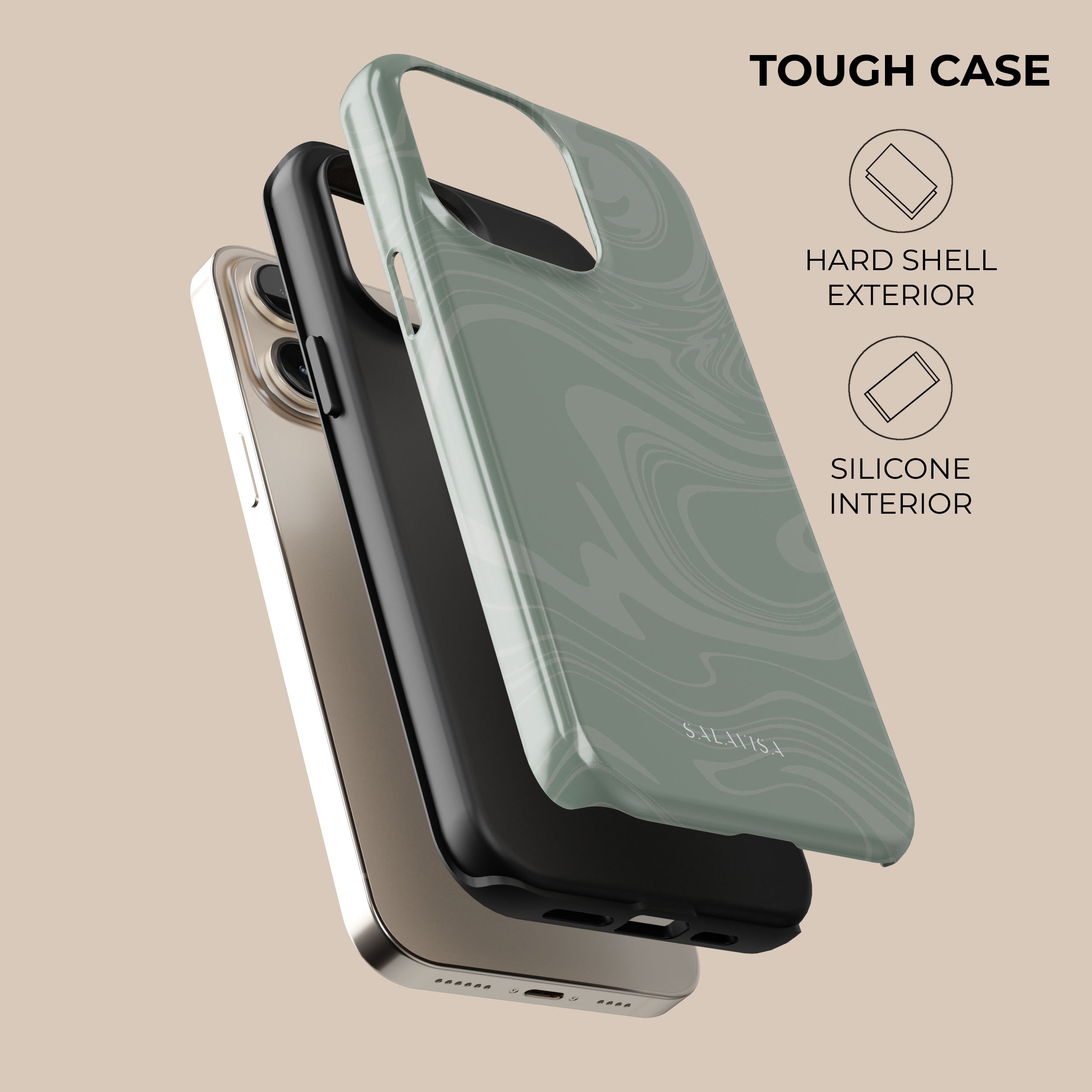 Eco-Friendly Light Green Swirl Phone Case - Shockproof Protective Cover for iPhone & Android | Perfect for Outdoor Activities & Daily Use