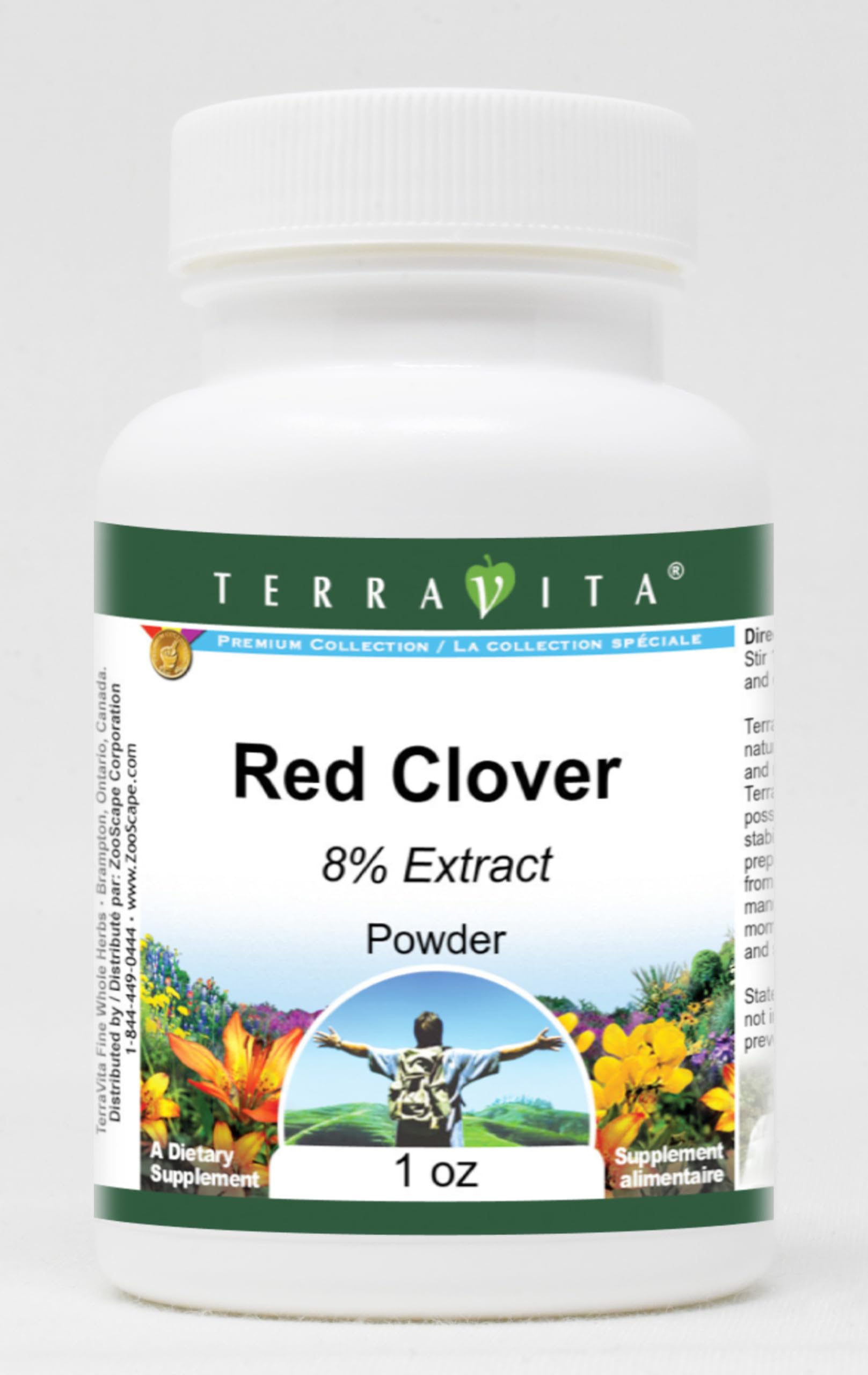 Terravita Red Clover 8% Powder (1 oz) for Women's Hormonal Balance & Detox | Herbal Supplement for Tea, Smoothies & Wellness Routines | ZIN: 521858