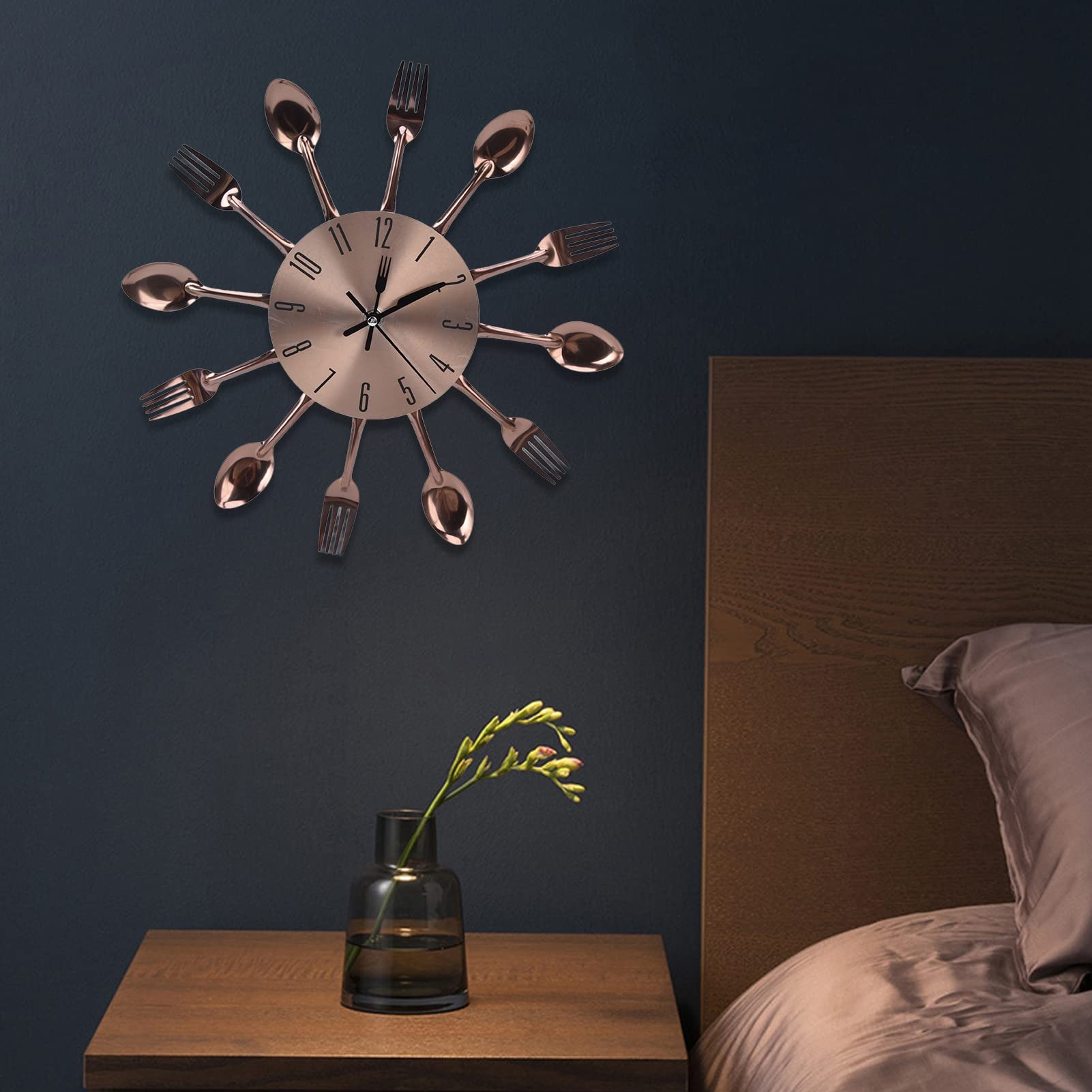 Modern 3D Mirror Surface Cutlery Wall Clock - DIY Kitchen Utensil Spoon Fork Wall Decor for Home, Living Room, and Kitchen Decoration, Perfect for Dining Area and Breakfast Nook