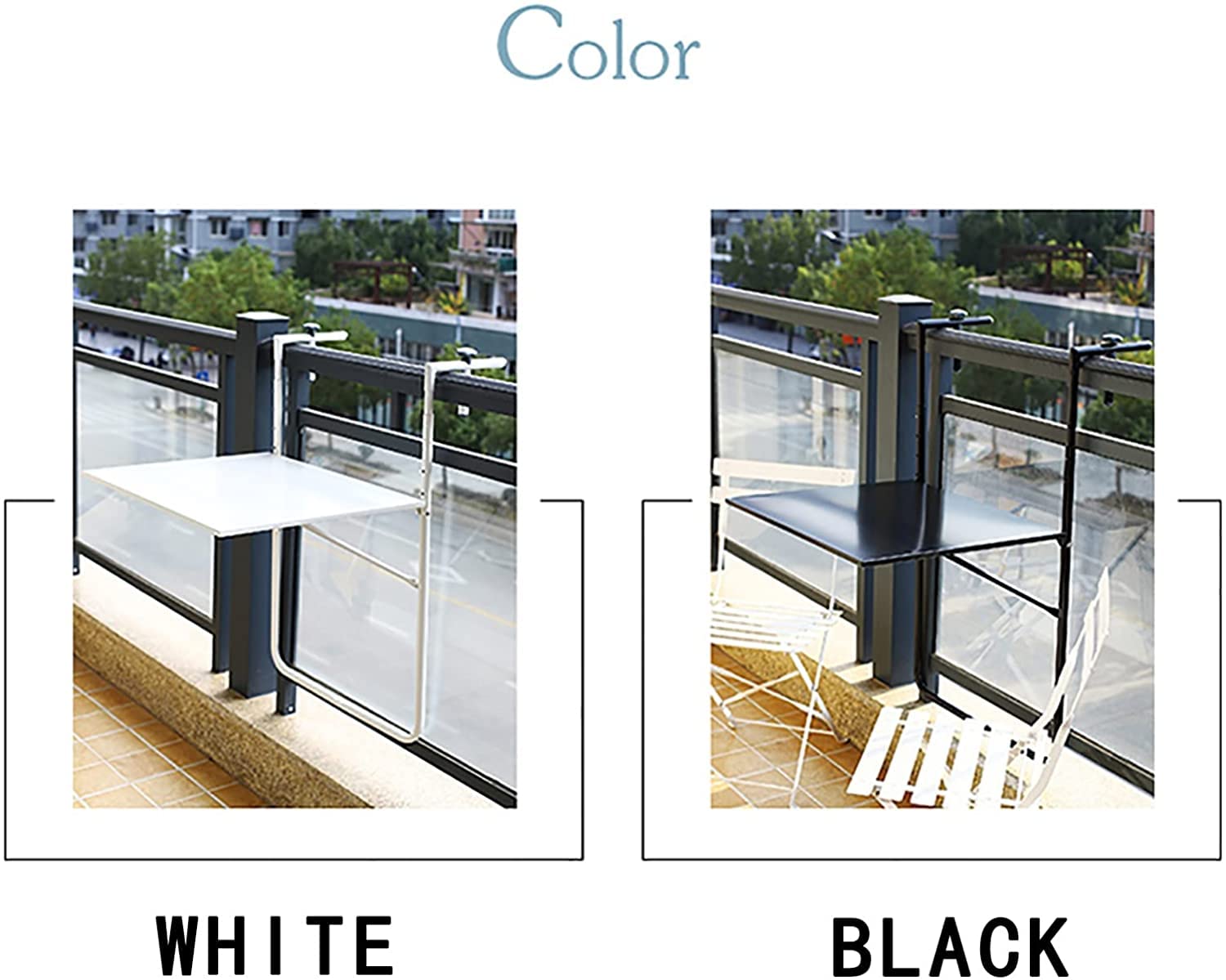Folding Wall Mounted Side Table - Waterproof Balcony Railing Hanging Table for Outdoor Use, Patio, Garden, Backyard & Porch - Space Saving 60x40cm Black Bar Table (Perfect for Small Spaces & Outdoor Relaxation)