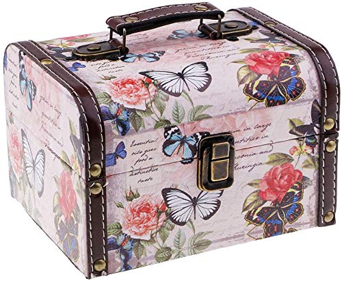 Taotenish Wooden Jewelry Box with Butterfly & Rose Design - Premium Treasure Storage Organizer for Necklaces, Rings & Earrings - Perfect Gift Box for Women, Brides & Jewelry Lovers (Home Decor & Travel Use)