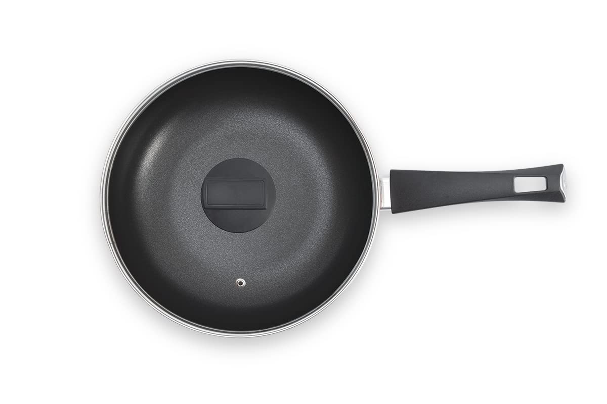 Masterchef 3.55L (28cm) Orange Non-Stick Wok Pan with Lid - Professional Stir Fry, Sauté & Deep Frying - Perfect for Asian Cooking, Home Chefs & Restaurant Use