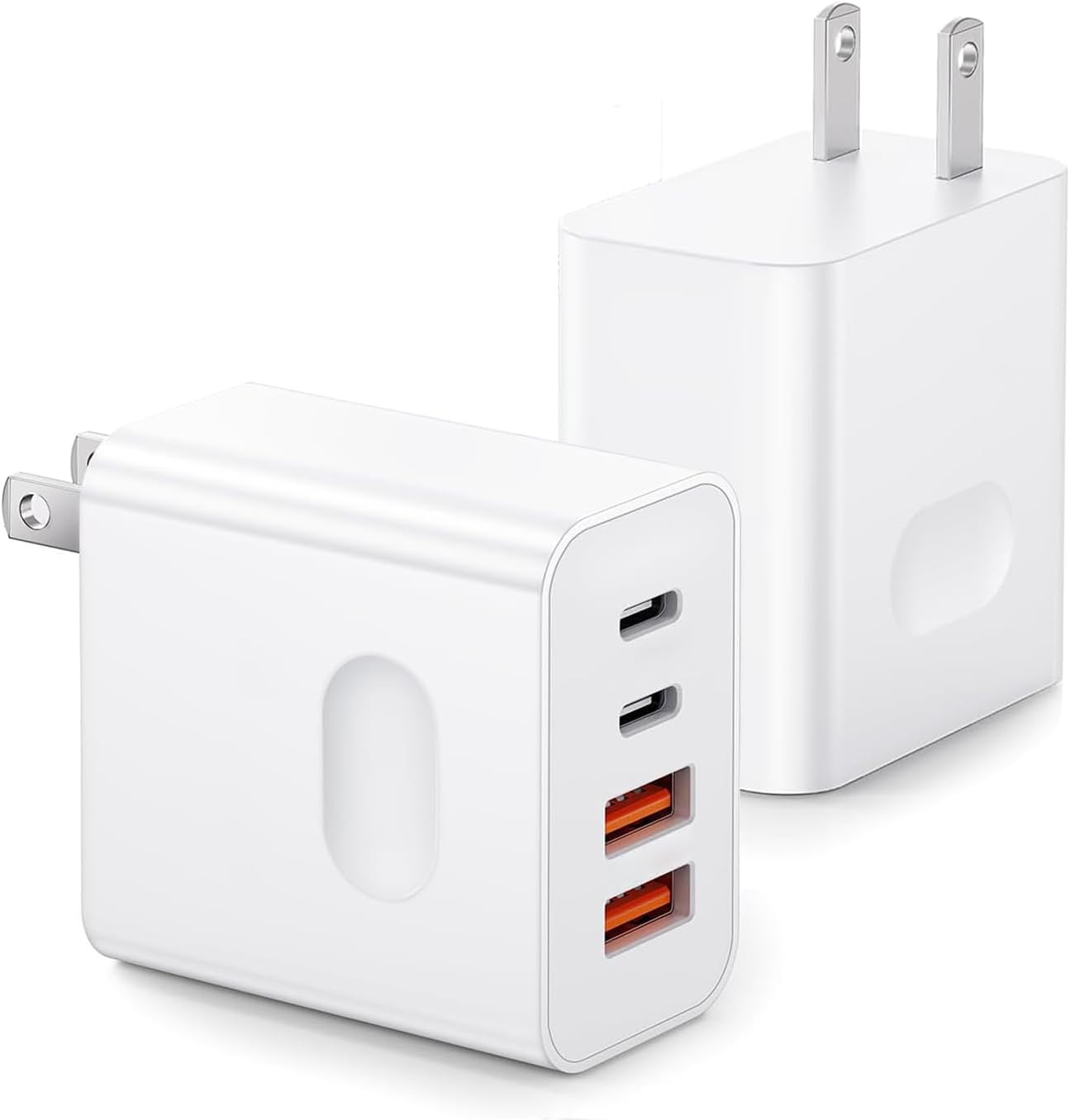 2-Pack 40W USB C Fast Charger Block with 4 Ports - Dual USB C & QC Wall Plug for iPhone 16/15/14/13/12/11 Pro Max, iPad - High Speed Charging Adapter for Home, Office & Travel