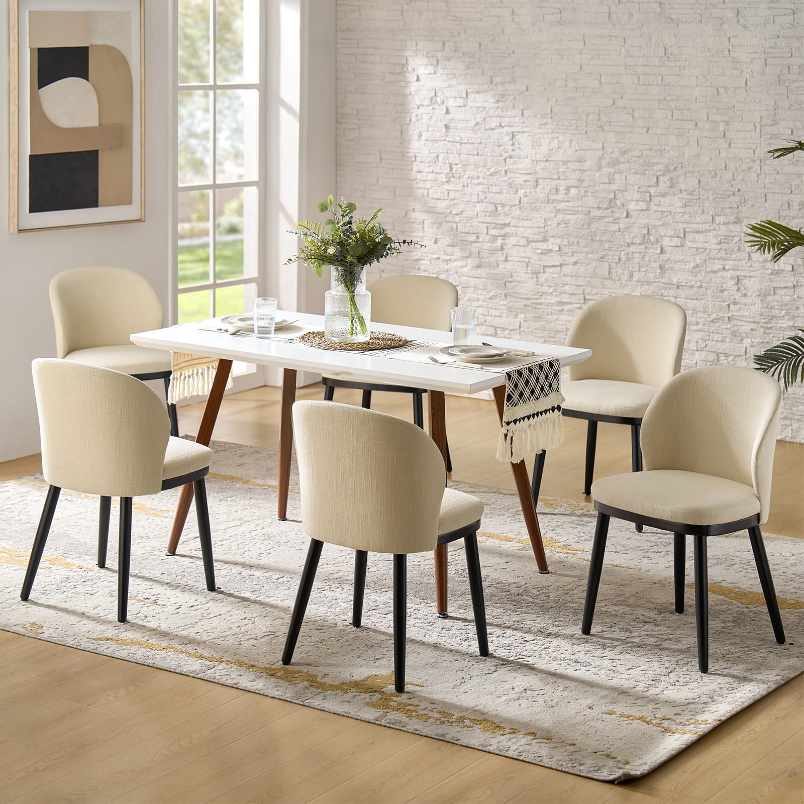 Premium Alrun Dining Chairs with Lumbar Support - Set of 2/4/6 - Modern Comfortable Kitchen & Dining Room Furniture for Home & Restaurant Use