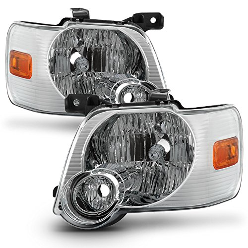 AKKON Chrome Clear Headlights Replacement for 2006-2010 Ford Explorer & Sport Trac - Direct Fit Left & Right Lamps (Perfect for Night Driving & Off-Road Adventures)