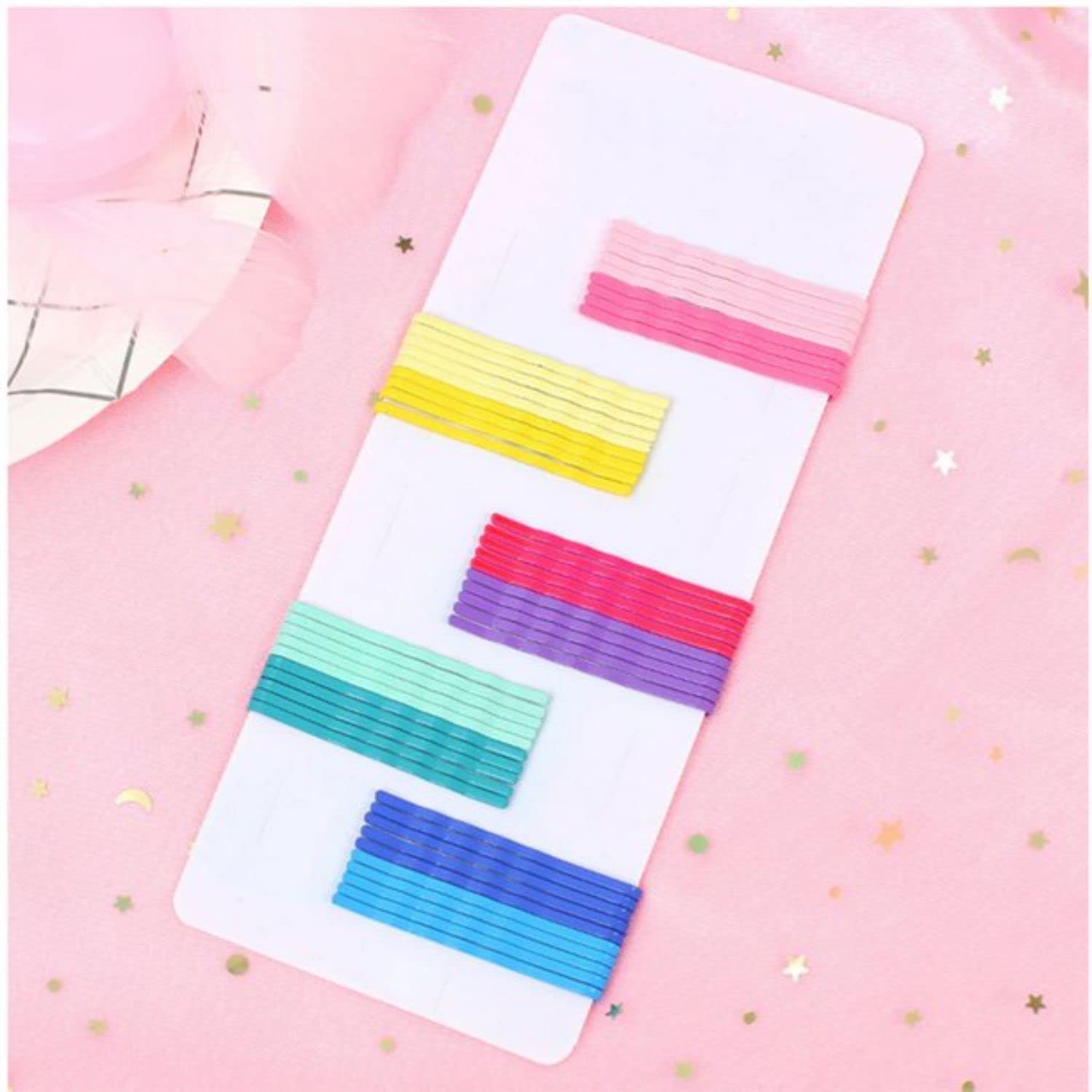 FAMEZA 50Pcs Rainbow Bobby Pins - Hair Bun Clips, Hair Grips & Styling Pins for Women & Girls | Secure Hold for Updos, Braids & Everyday Hairstyles