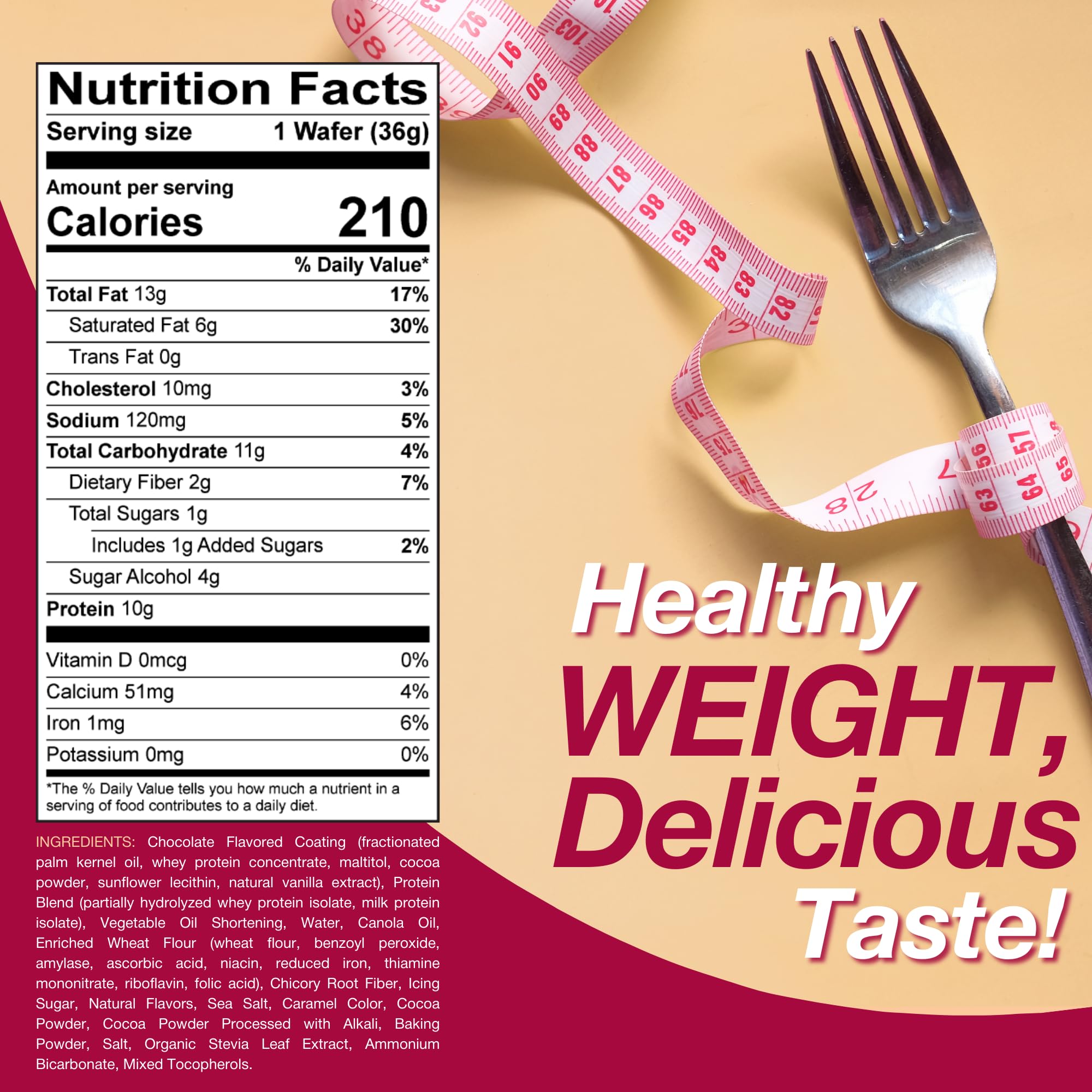 ProtiDIET Protein Butterscotch & Sea Salt Wafer Bars - 10g High Protein, Low Sugar, Keto Friendly - Healthy Meal Replacement & Snacks for Weight Loss, Gym, Office - 7 Pack Protein Bars for Adults
