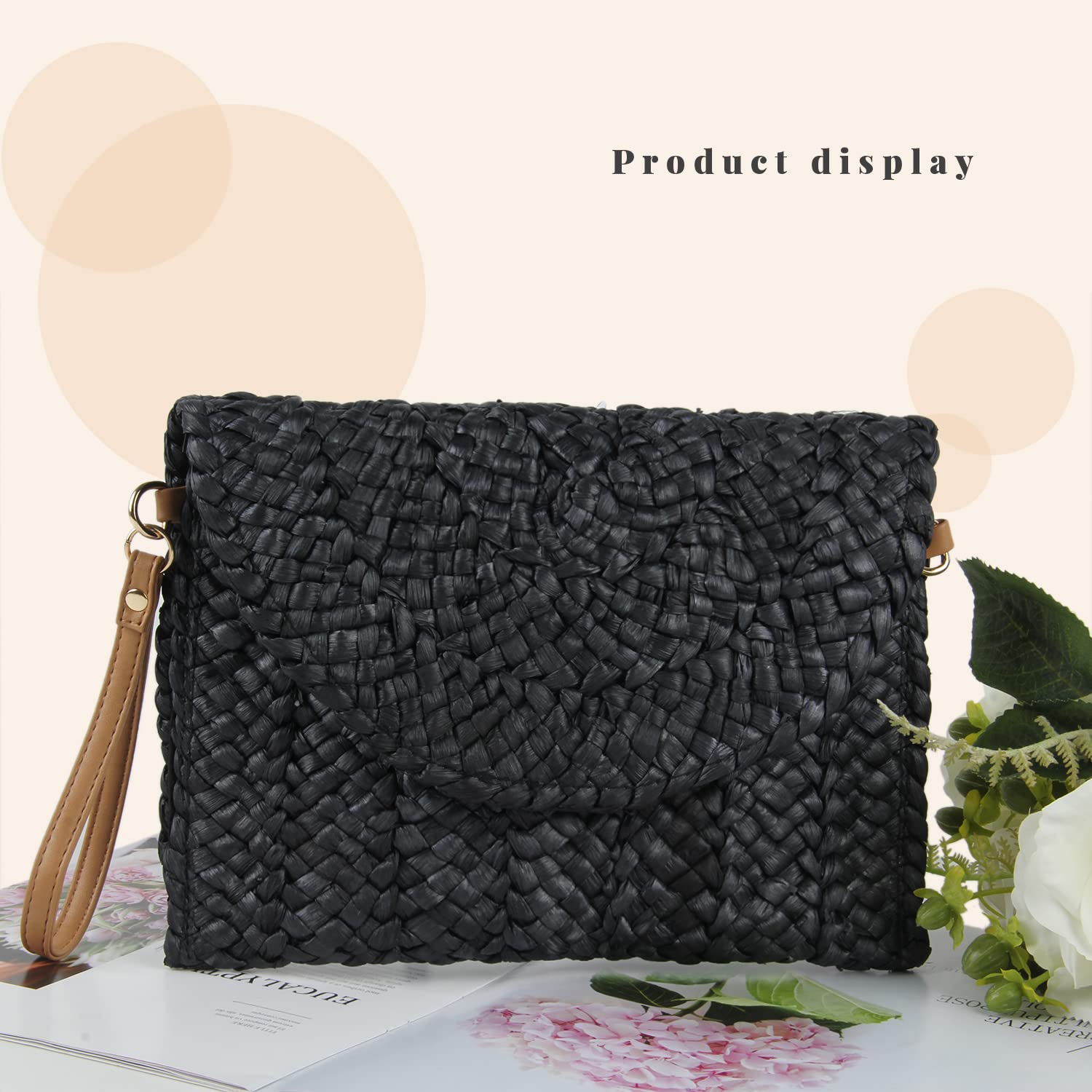 Emprier Women's Woven Straw Clutch Purse - Summer Beach Shoulder Bag, Casual Envelope Wristlet Handbag for Women | Perfect for Beach Vacations, Pool Parties & Outdoor Events