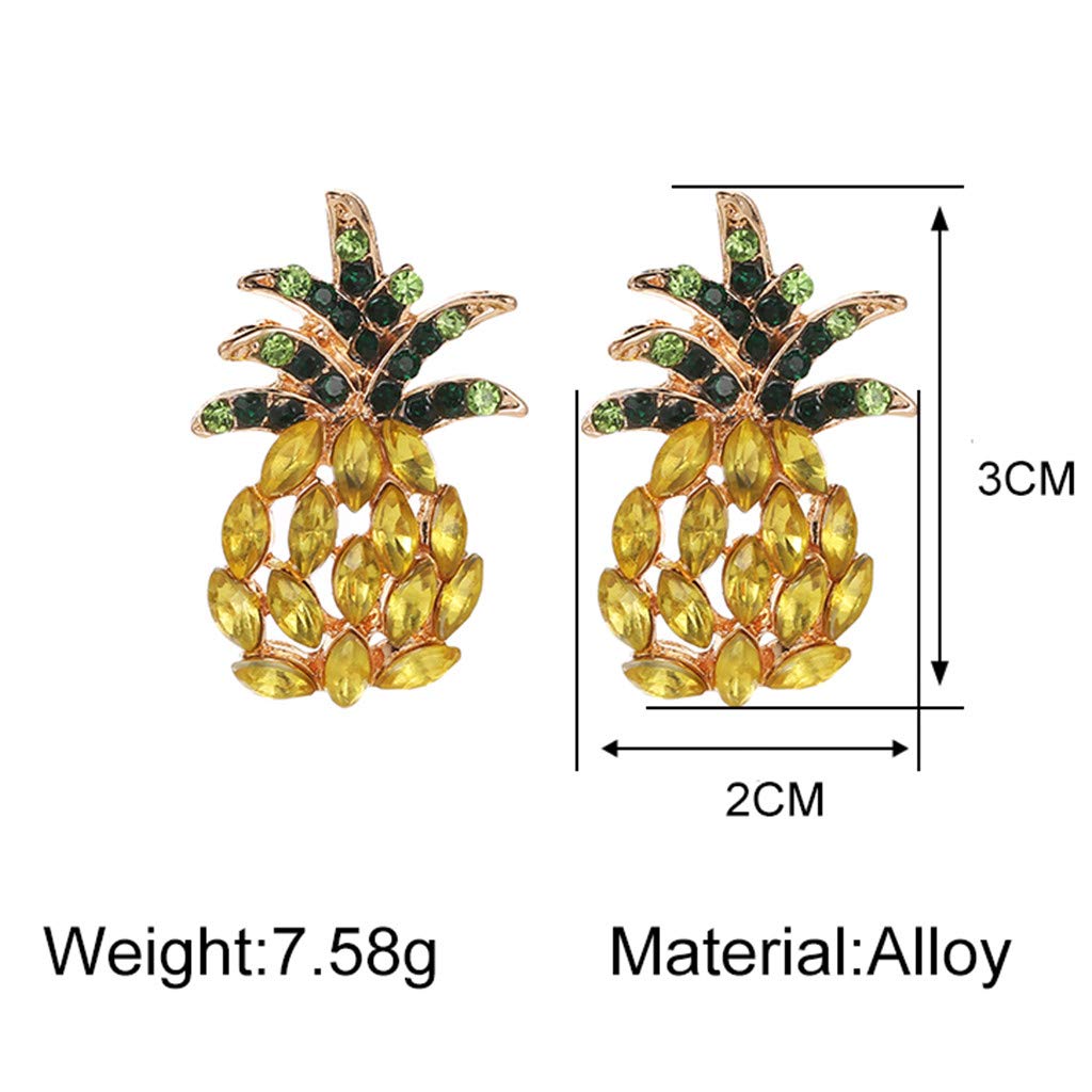 Stylish Metal Pineapple Stud Earrings with Diamonds for Women - Trendy Fashion Jewelry Gift for Parties & Everyday Wear
