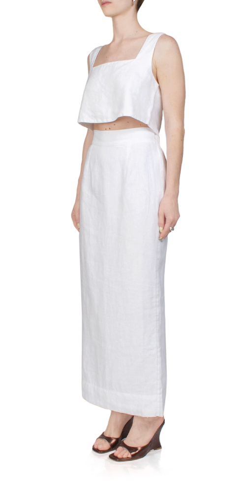 Emma Women's Ivory Pencil Skirt - Slim Fit Office Work Skirt for Business Professional & Formal Occasions