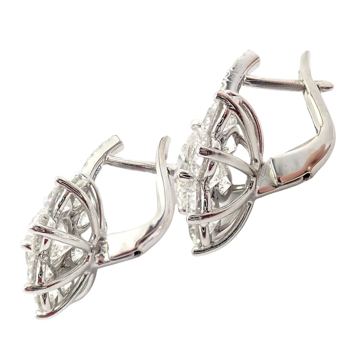 Authentic T Foster & Co Platinum Flower 4.84ctw Diamond Stud Halo Earrings with GIA Certification - Perfect for Weddings, Anniversaries & Special Occasions