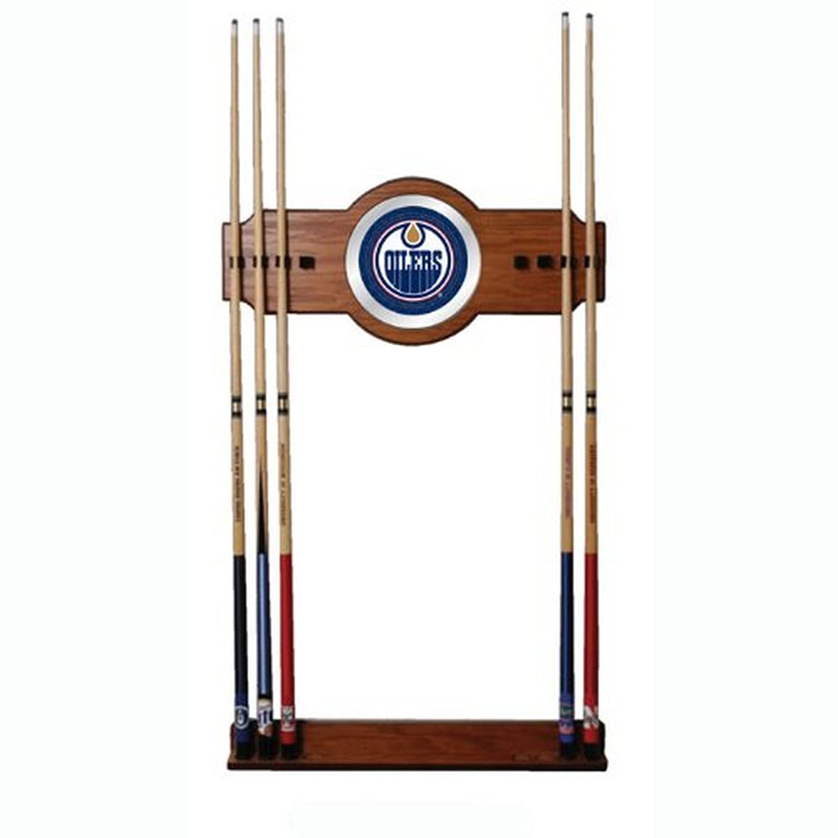 NHL Two-Piece Wood and Mirror Wall Cue Rack - Premium Billiard Storage for Pool Sticks - Perfect for Game Rooms, Bars, and Man Caves