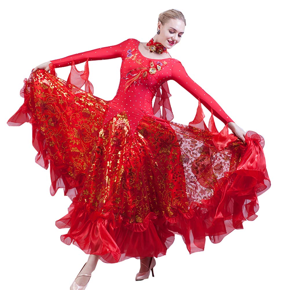 Elegant Women's Ballroom Dance Dress with Sequins - Modern Waltz & Foxtrot Competition Gown - Standard Ballroom Dancewear for Performances & Social Events