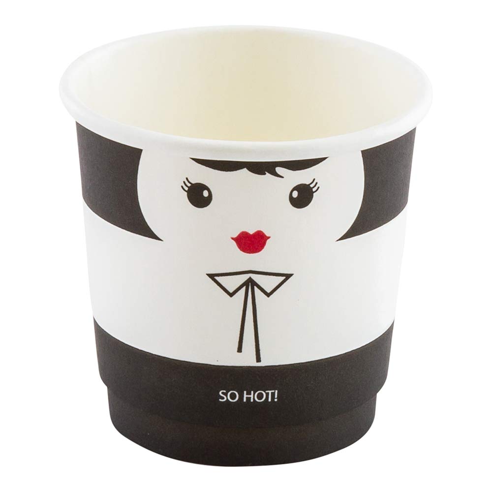 Restaurantware 4 oz Disposable Paper Coffee Cups - 25 Pack, Leakproof & Insulated Hot Cups with Matching Lids (Sold Separately), Eco-Friendly Black & White Design - Perfect for Coffee Shops, Offices, and Catering Events
