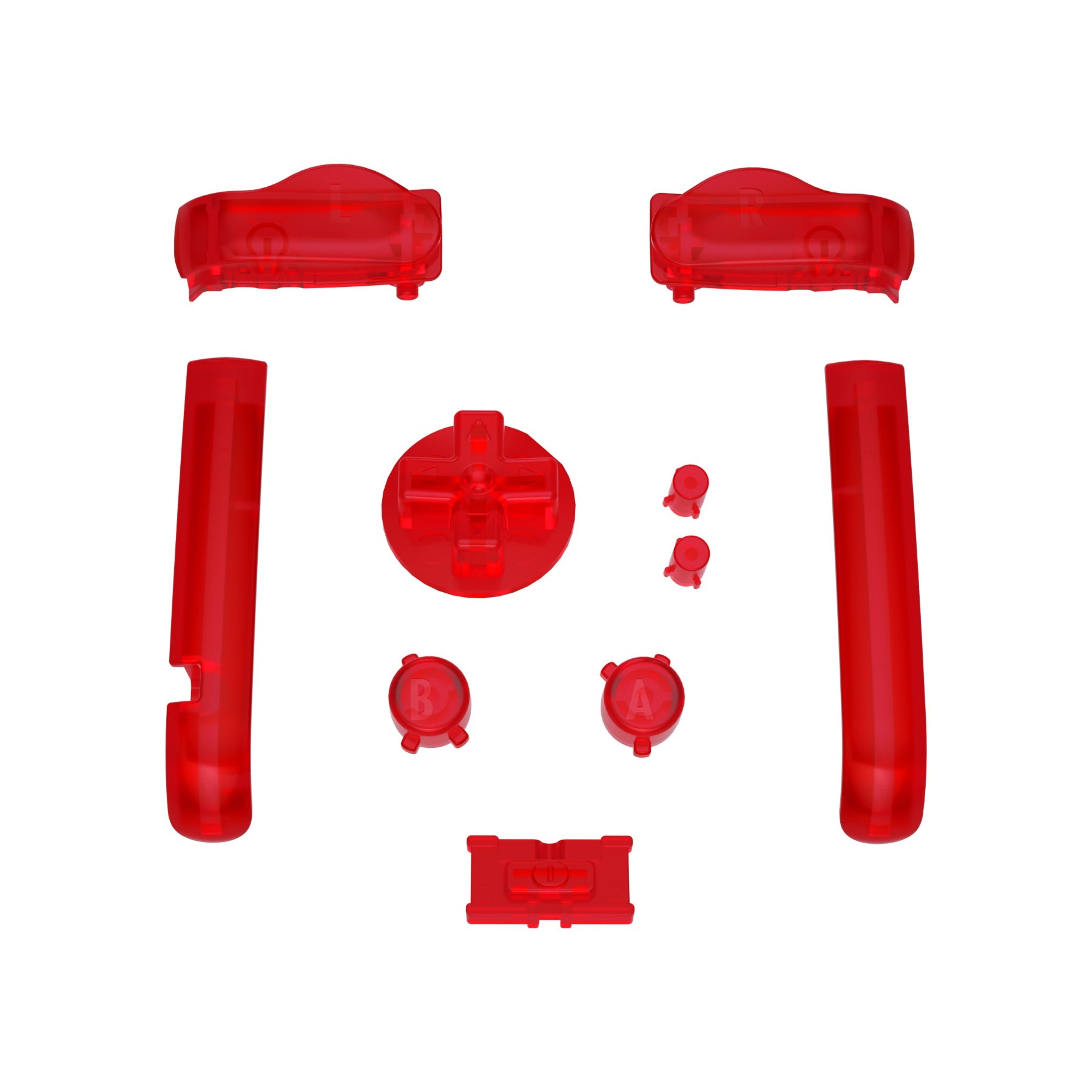 eXtremeRate Clear Red Replacement Buttons for Gameboy Advance (GBA) - Full Set with D-Pad, A/B Buttons - Perfect for Gaming, Modding & Console Restoration
