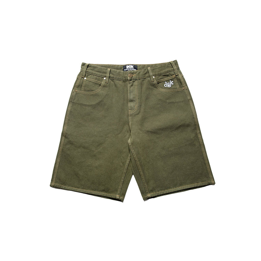 DGK Nozzle Denim Shorts for Men - Green Casual Streetwear Shorts | Perfect for Summer, Skateboarding & Outdoor Activities
