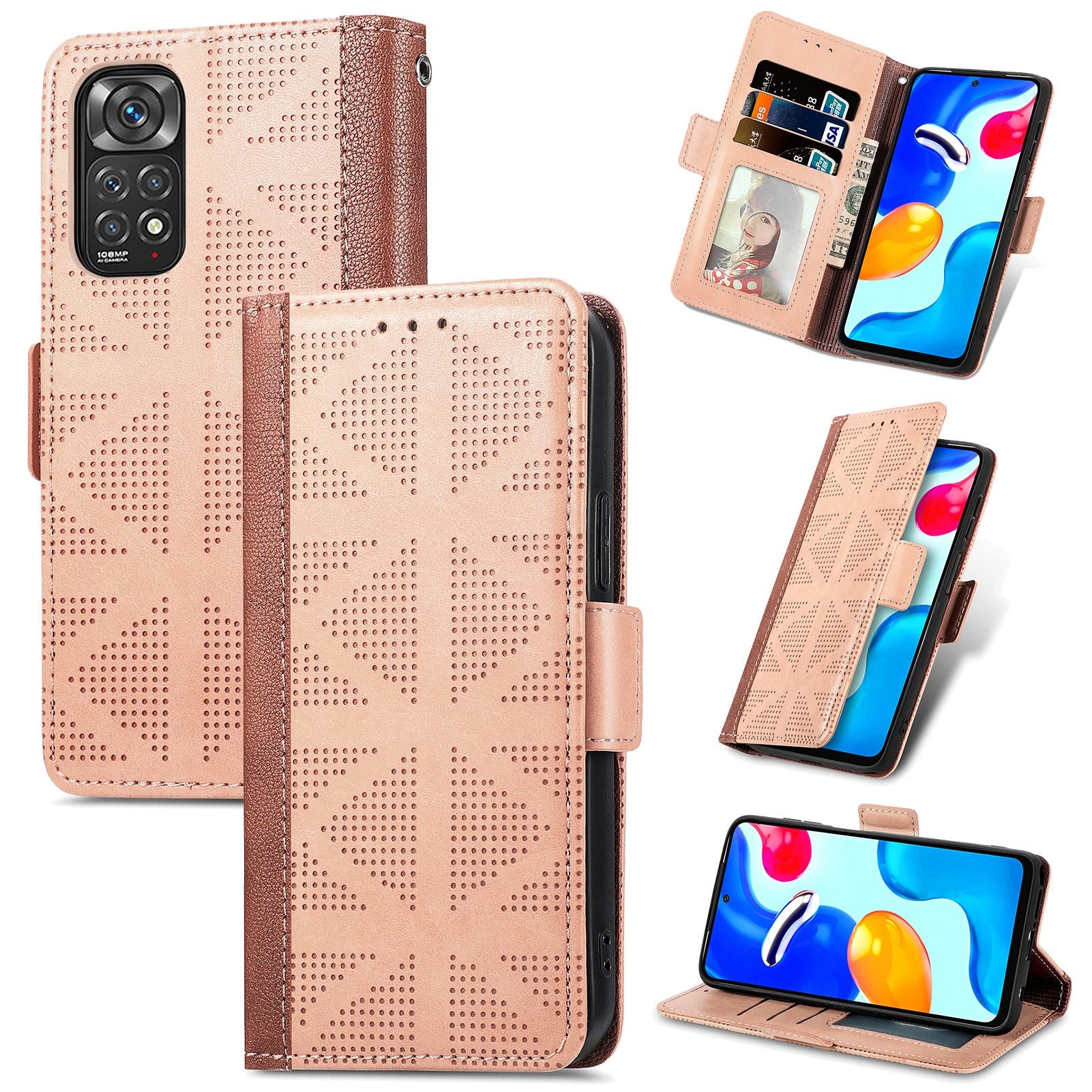 Premium Shockproof Flip Leather Case for Xiaomi Redmi Note 11S - TPU Protective Cover with Card Slot & Kickstand | Perfect for Work, Travel and Everyday Protection