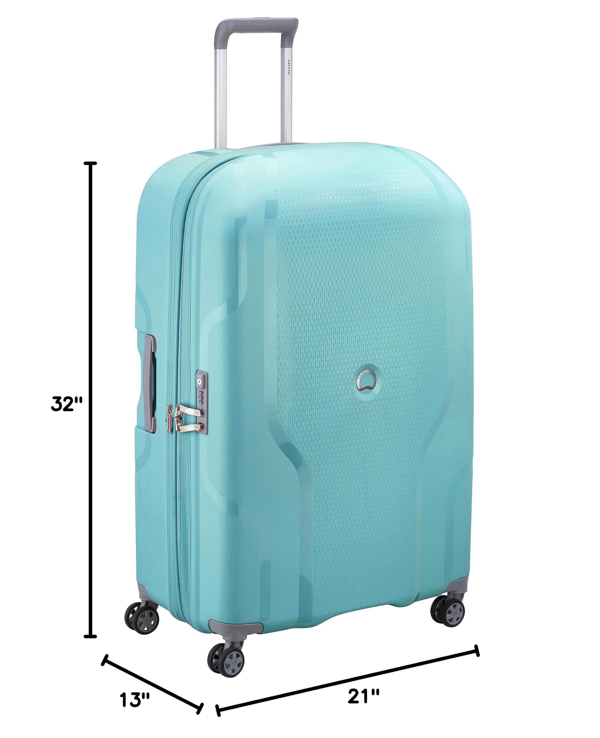Delsey Paris Clavel 30 Inch Hardside Expandable Spinner Luggage - Teal Checked Large Suitcase for Travel, Business Trips & Vacations | Durable & Lightweight