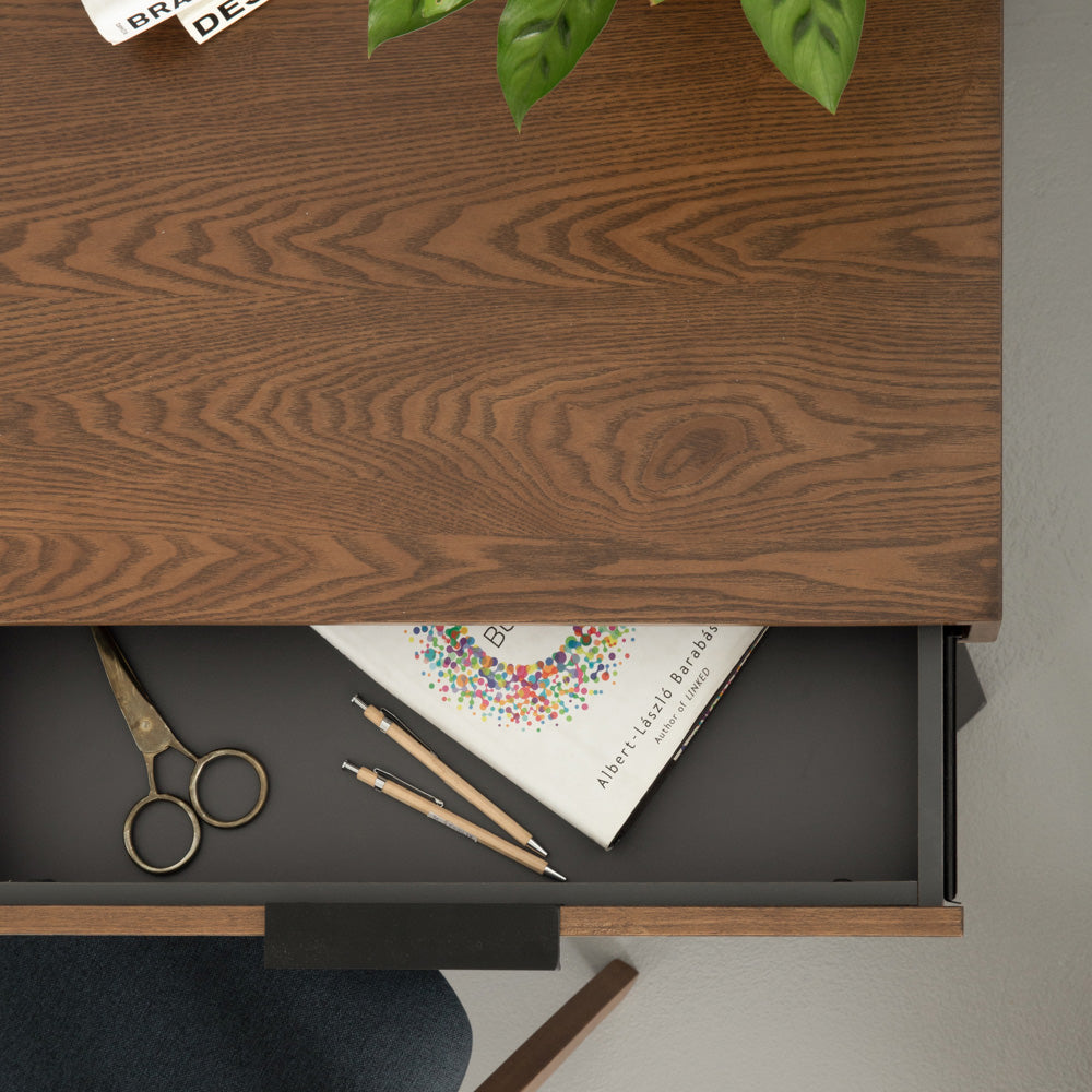 MALTON 120cm Study Desk - Black & Walnut Finish, Modern Writing Desk for Home Office, Dorm Room, or Small Spaces