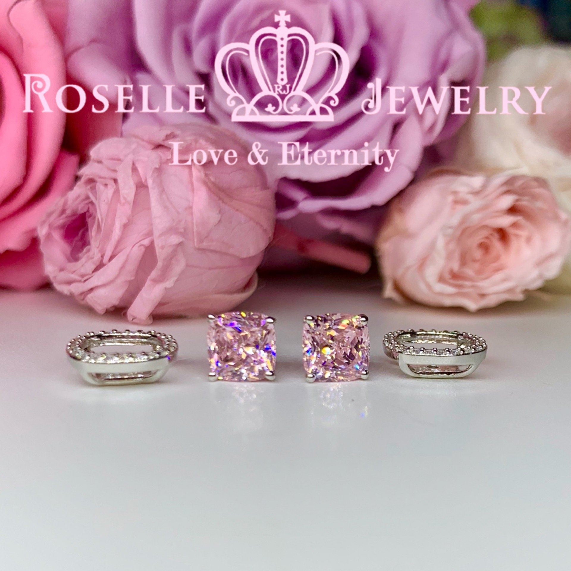 Detachable Cushion Cut Halo Stud Earrings - 14K Gold Plated Cubic Zirconia Jewelry for Women | Perfect for Weddings, Parties & Everyday Elegance