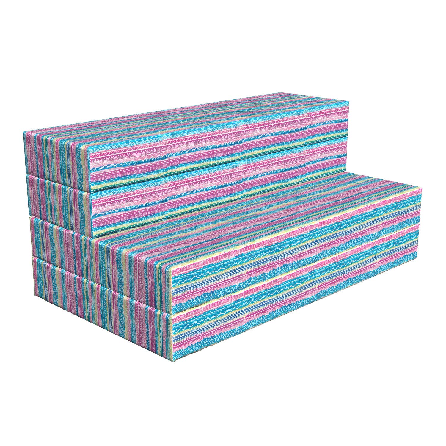 Ambesonne Tribal Foldable Mattress - Watercolor Aztec Stripes Design, 78.7